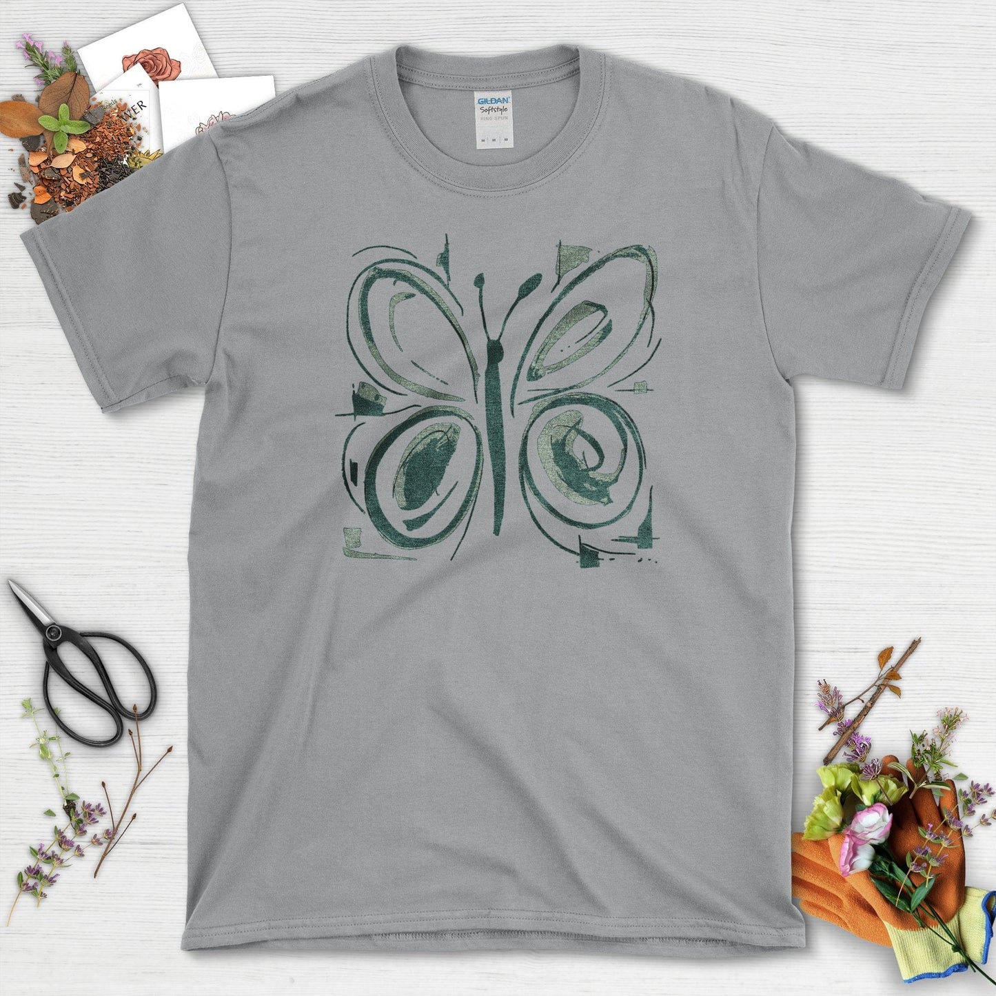 Butterfly Art Garden T-Shirt T-Shirts / S / Sport Grey Physical Item