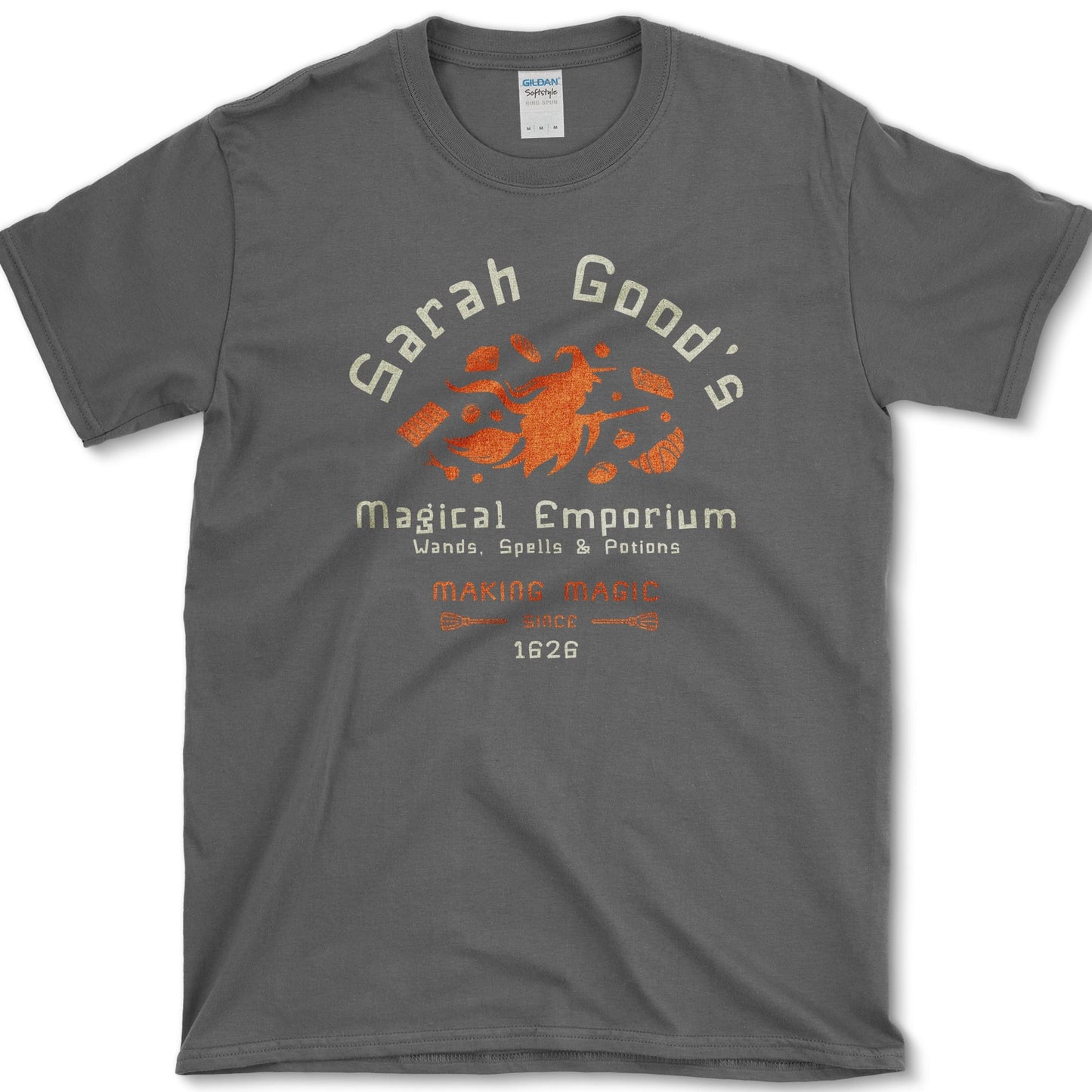 Magical Emporium artwork featuring witch emporium and Halloween magic on a T-shirt