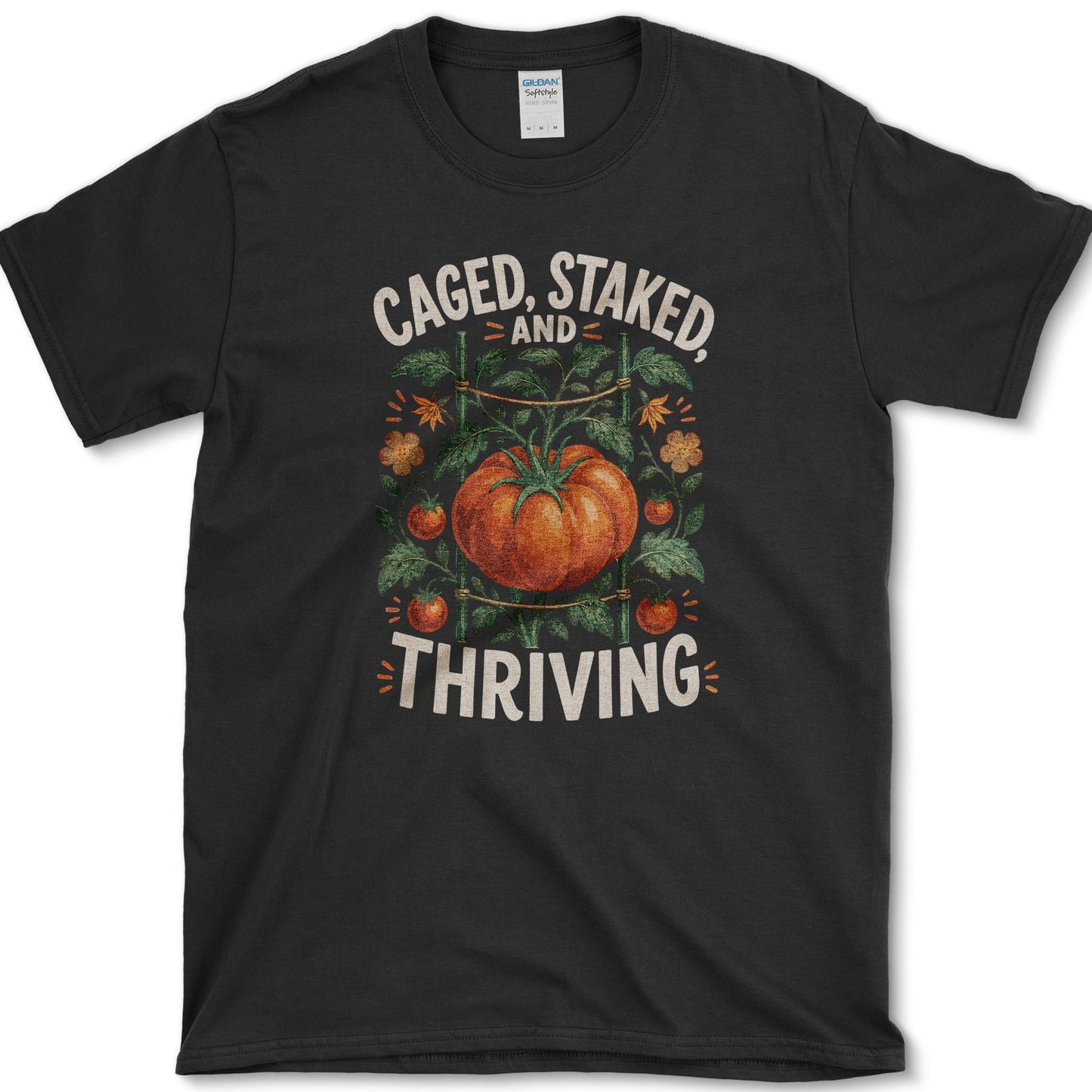 Caged, Staked, Thriving T-Shirt S / Black Essential Tees