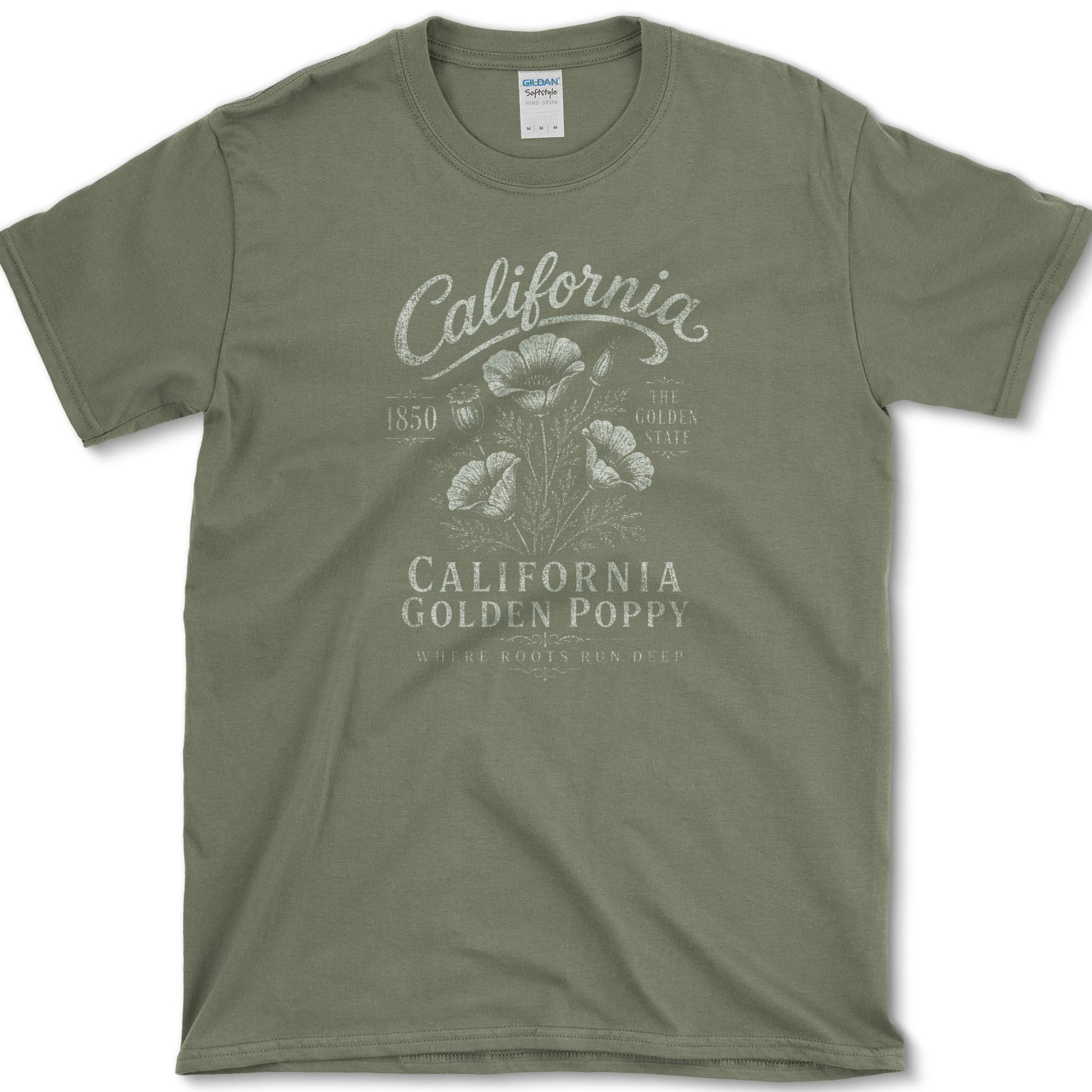 California Golden Poppy T-Shirt S / Military Green Essential Tees
