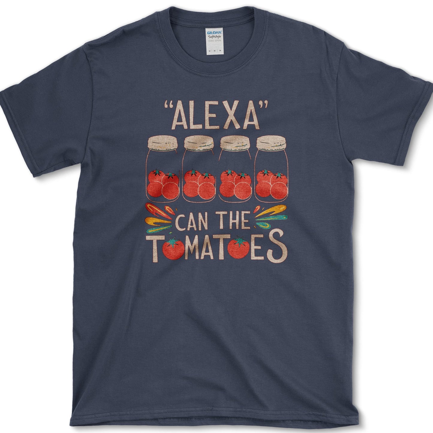Can the Tomatoes design featuring tomato canning artwork on a t-shirt