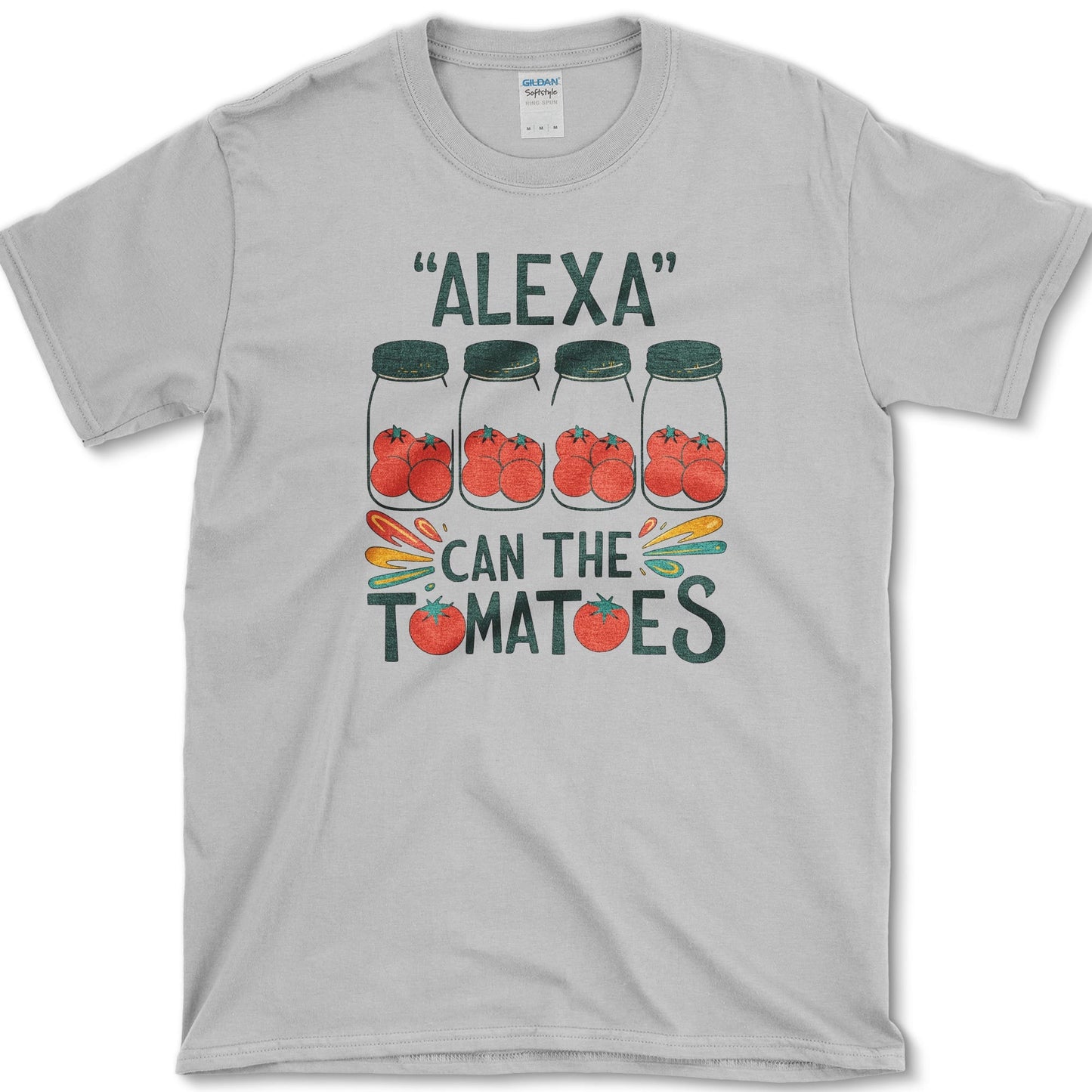 Can the Tomatoes design featuring tomato canning artwork on a t-shirt