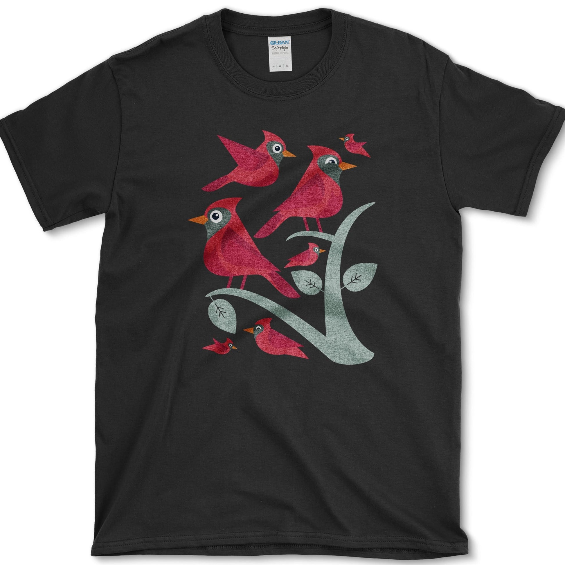 Cardinal Birds Graphic T-Shirt Black / S Essential Tees