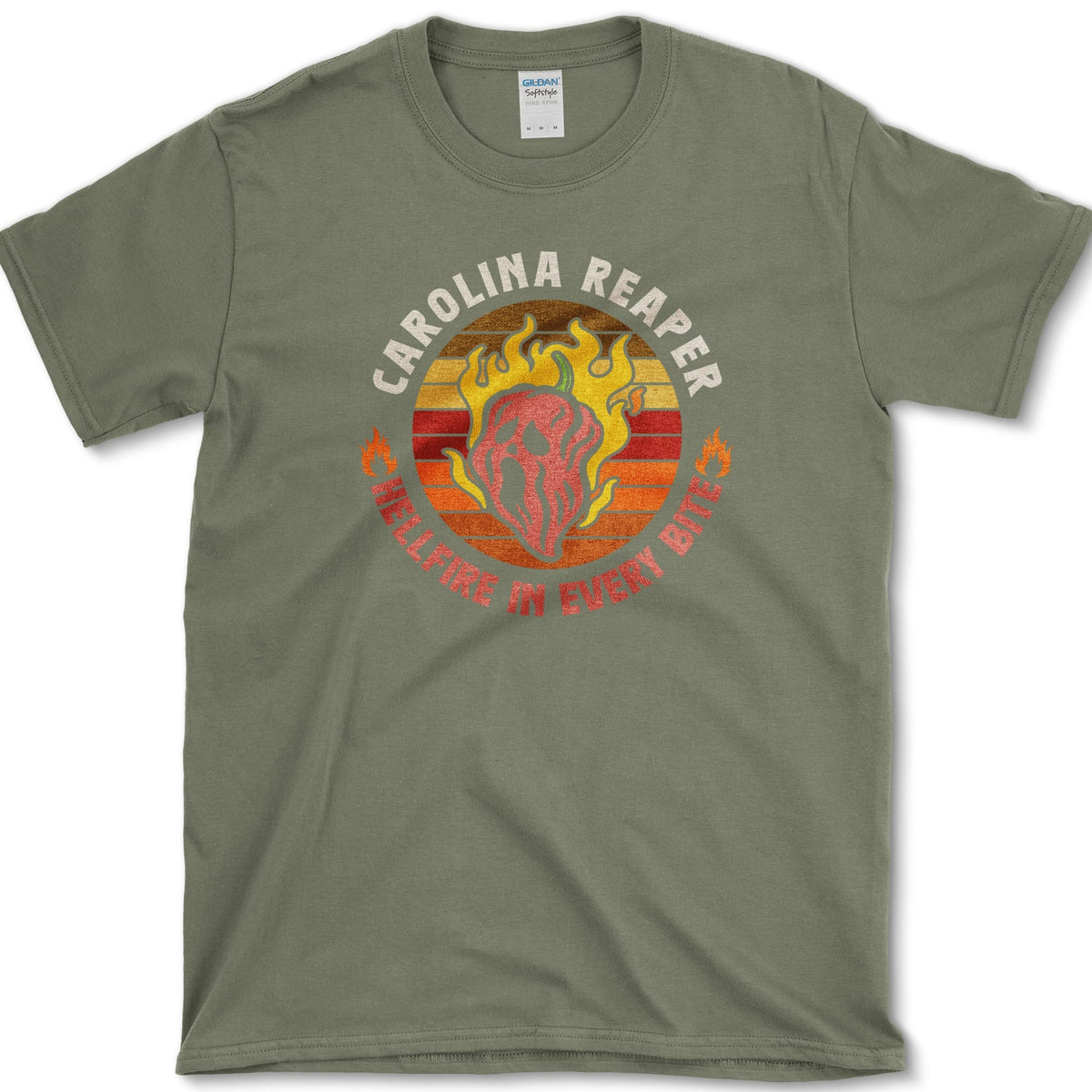 Carolina Reaper Hellfire Bite T-Shirt Military Green / S Essential Tees