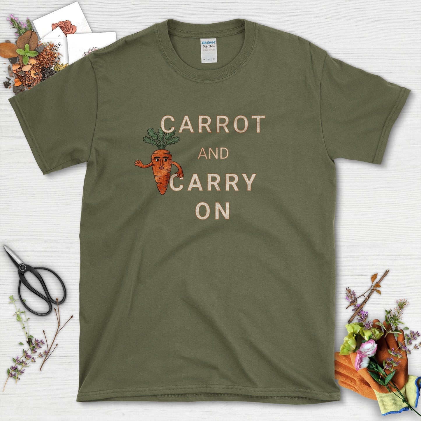 Carrot and Carry On T-Shirt Military Green / S T-Shirt