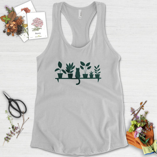 Cat Among Houseplants Racerback Racerback / XS / Heather Grey Physical Item