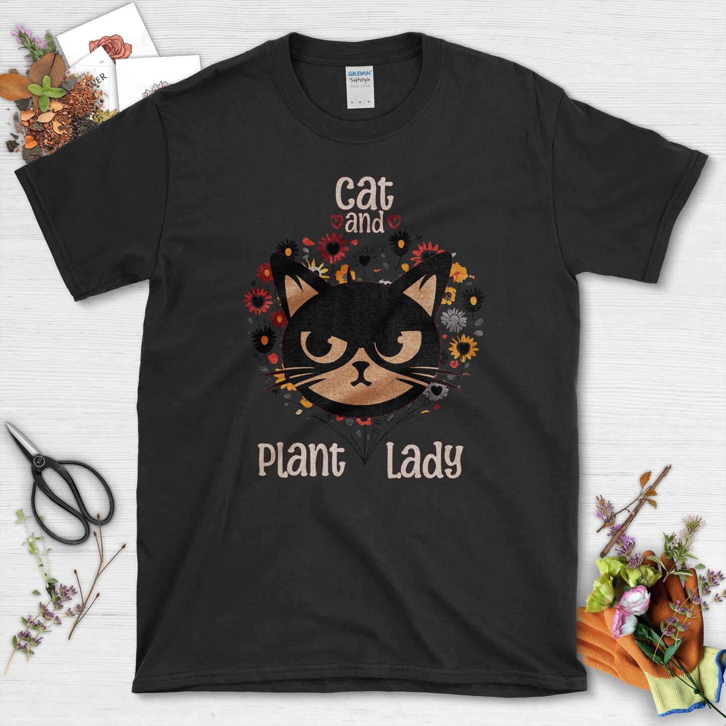 Cat and Plant Lady T-Shirt Black / S T-Shirt