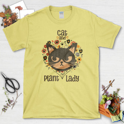 Cat and Plant Lady T-Shirt Cornsilk / S T-Shirt