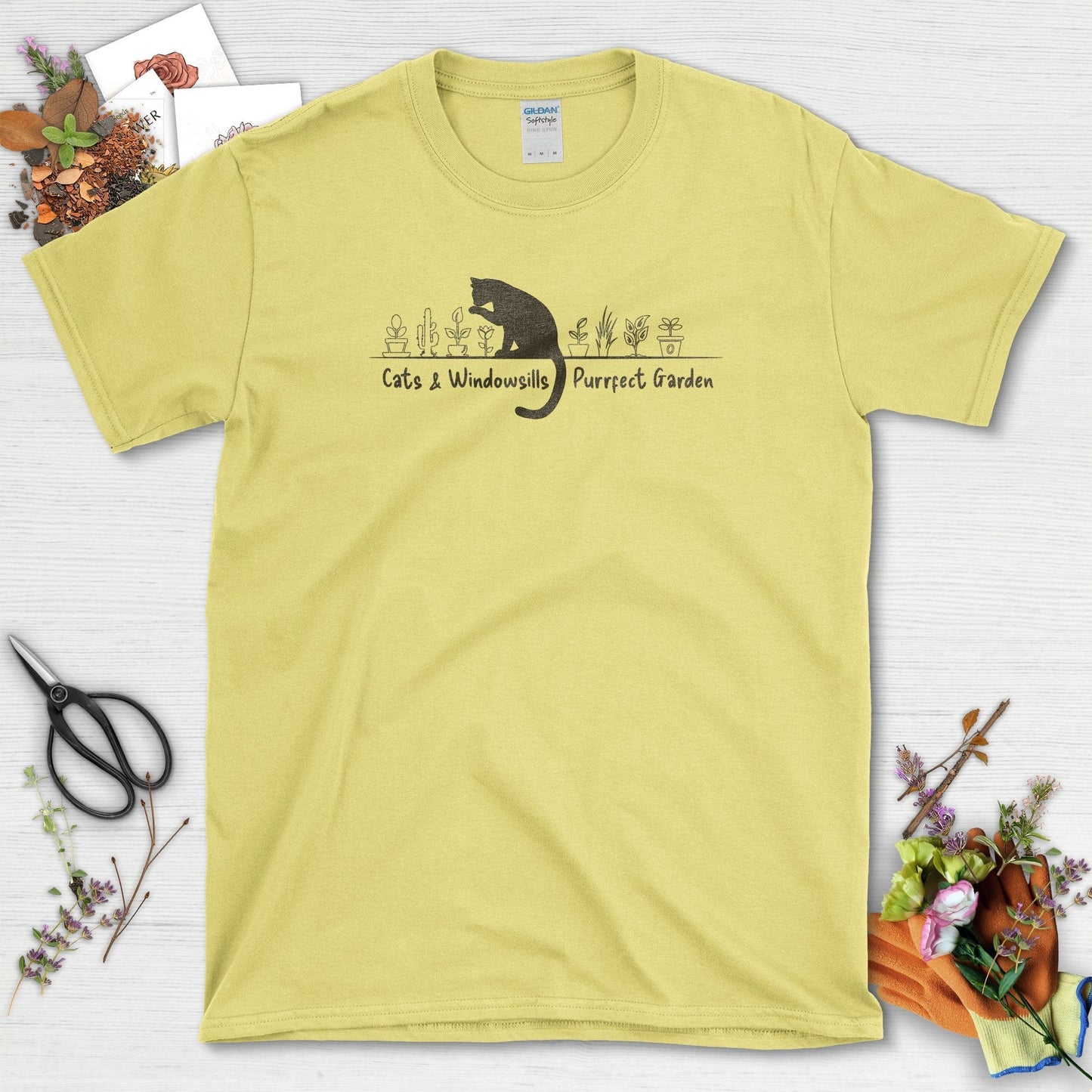 Cats & Windowsills Garden T-Shirt Cornsilk / S T-Shirt