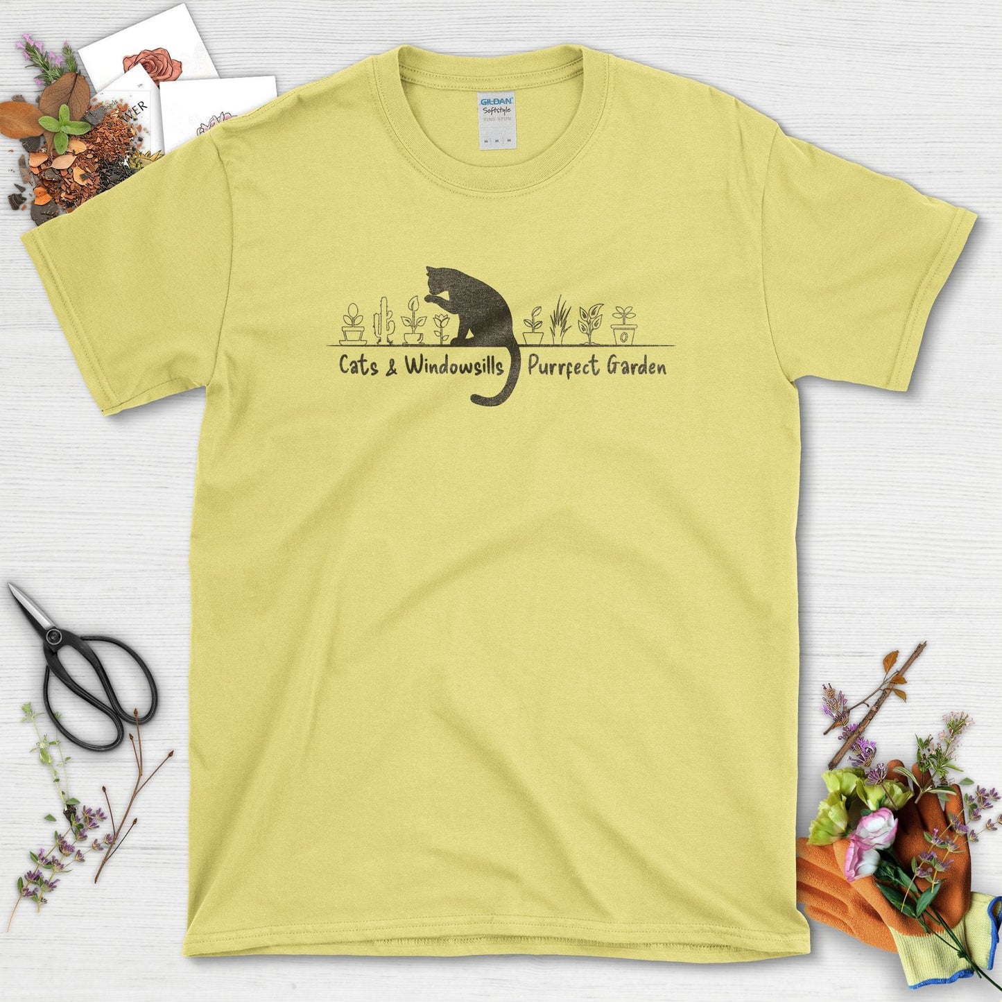 Cats & Windowsills Garden T-Shirt Cornsilk / S T-Shirt