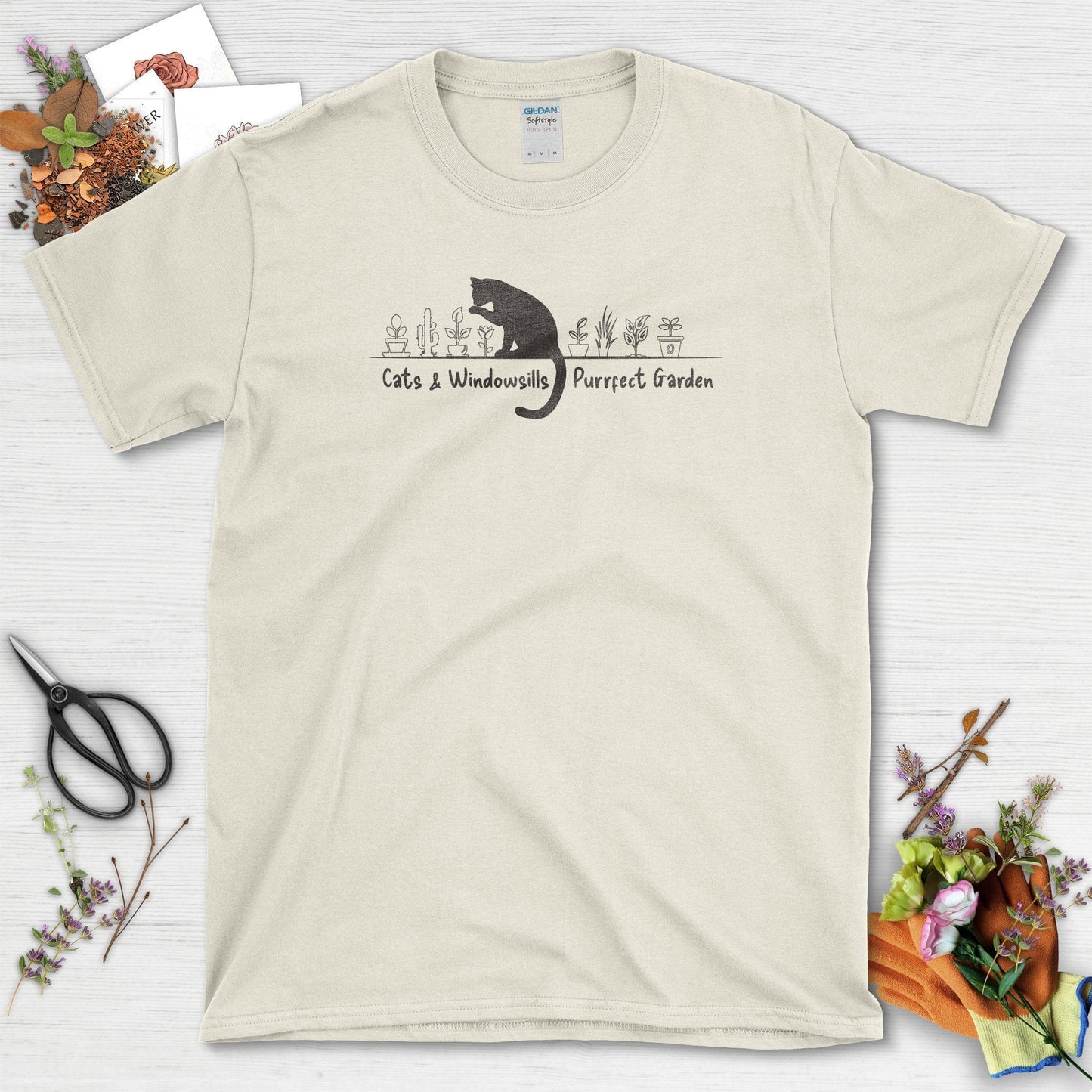 Cats & Windowsills Garden T-Shirt Natural / S T-Shirt