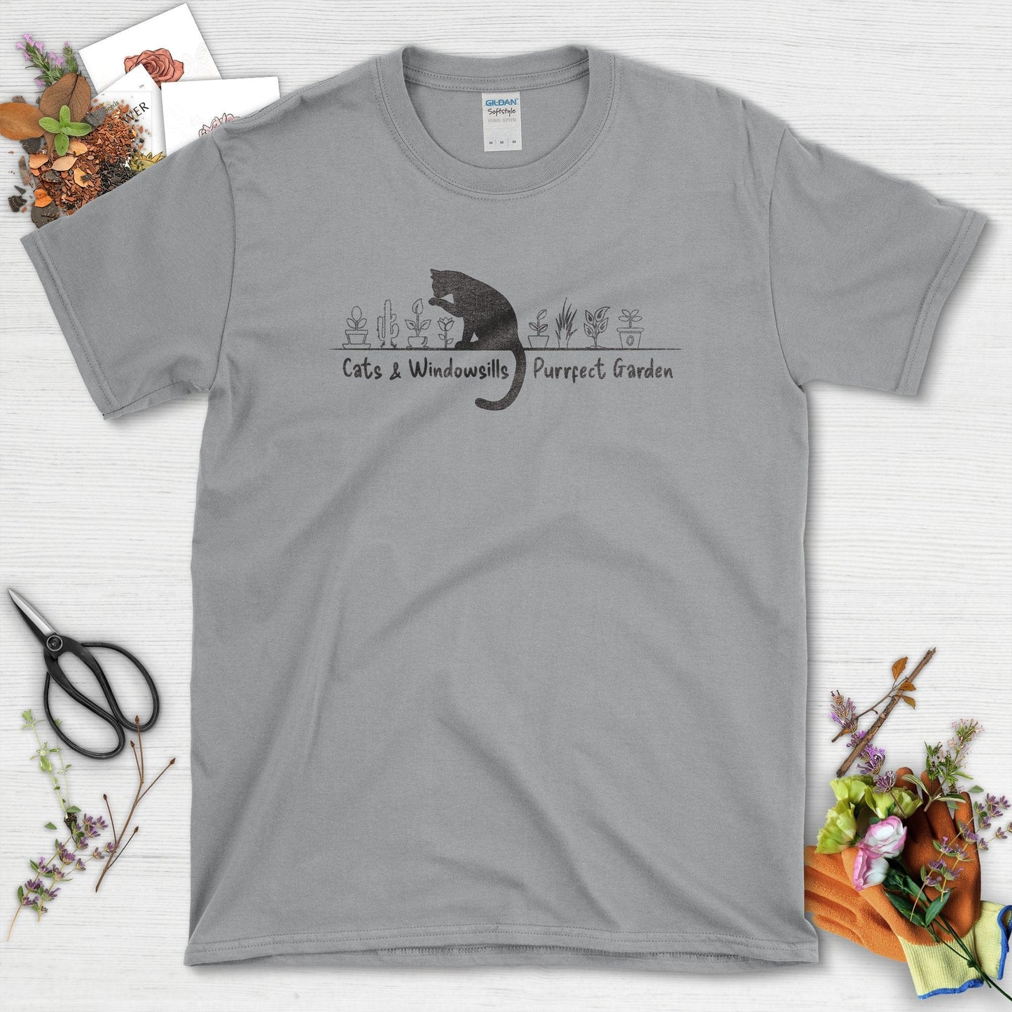 Cats & Windowsills Garden T-Shirt Sport Grey / S T-Shirt