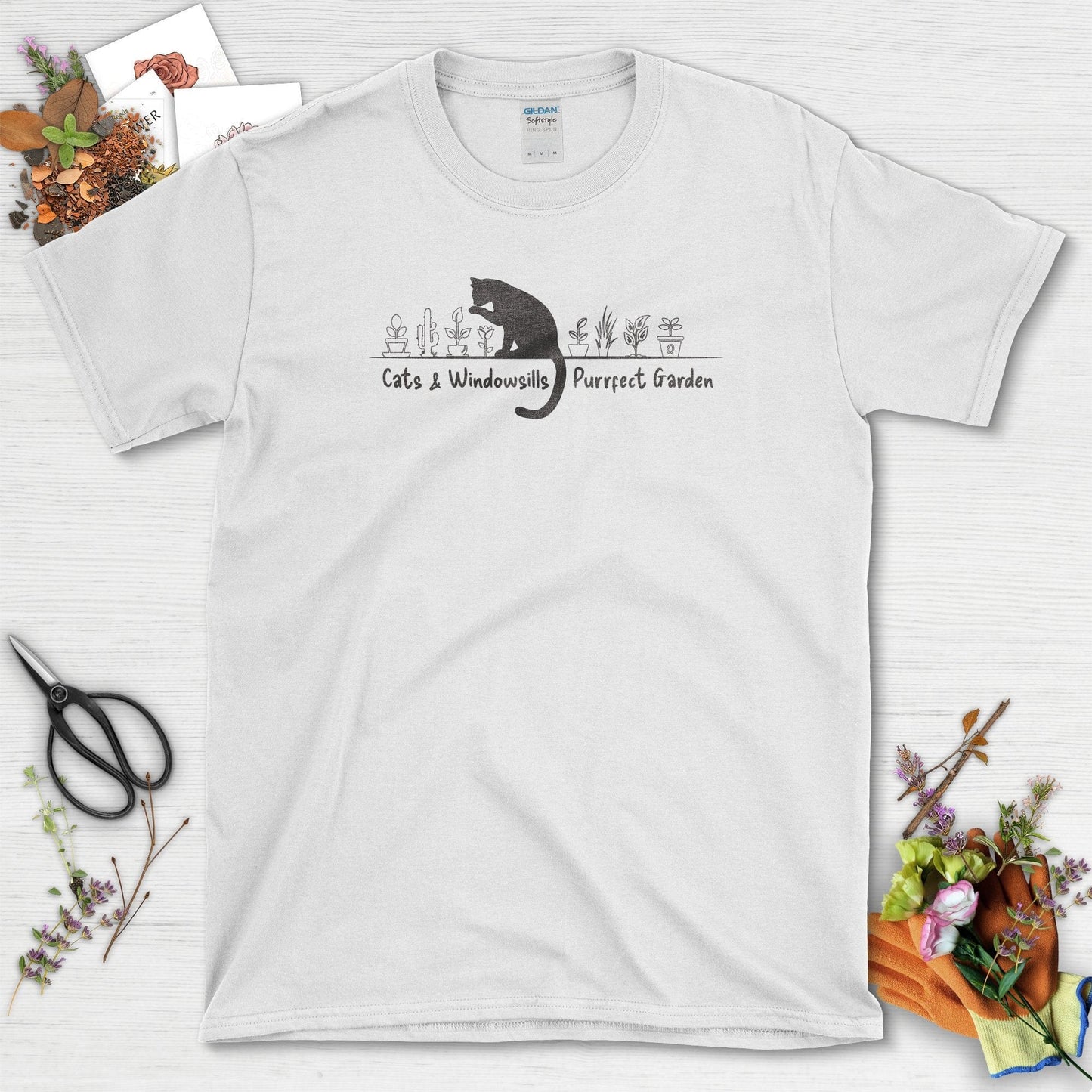 Cats & Windowsills Garden T-Shirt White / S T-Shirt