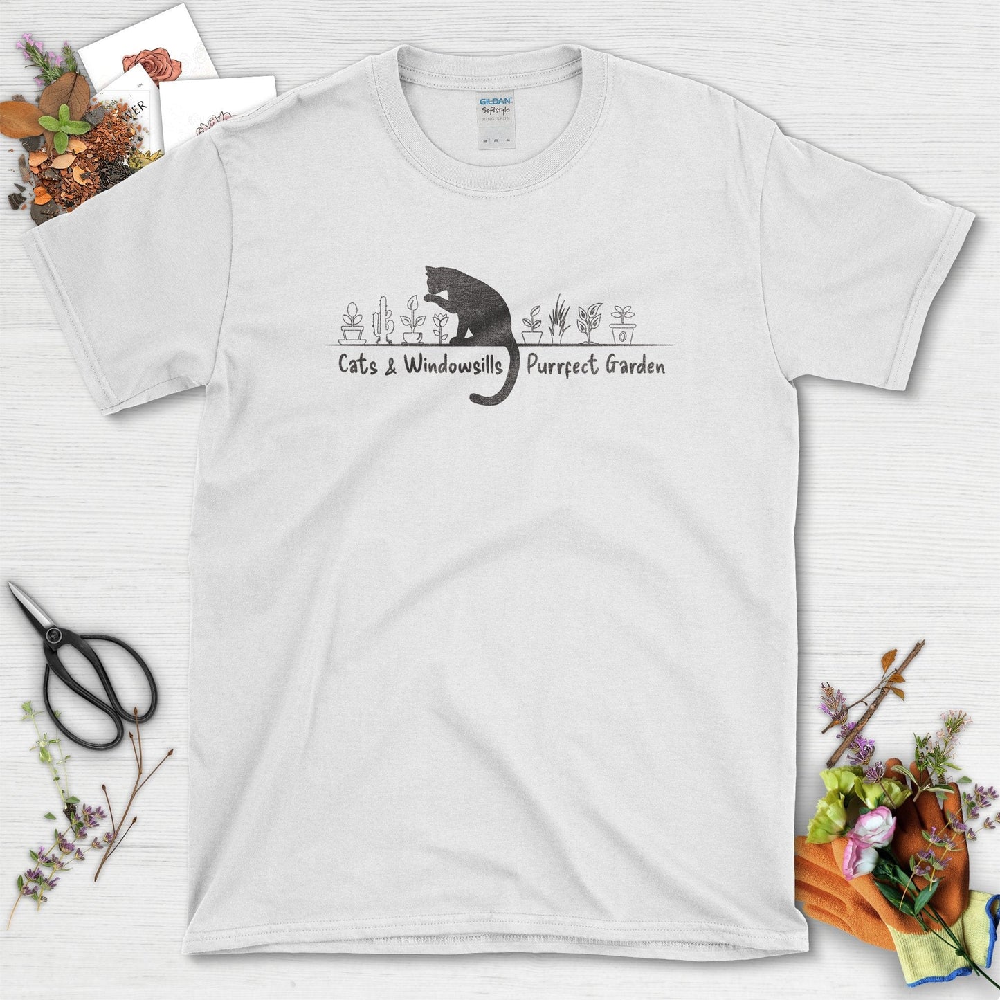 Cats & Windowsills Garden T-Shirt White / S T-Shirt