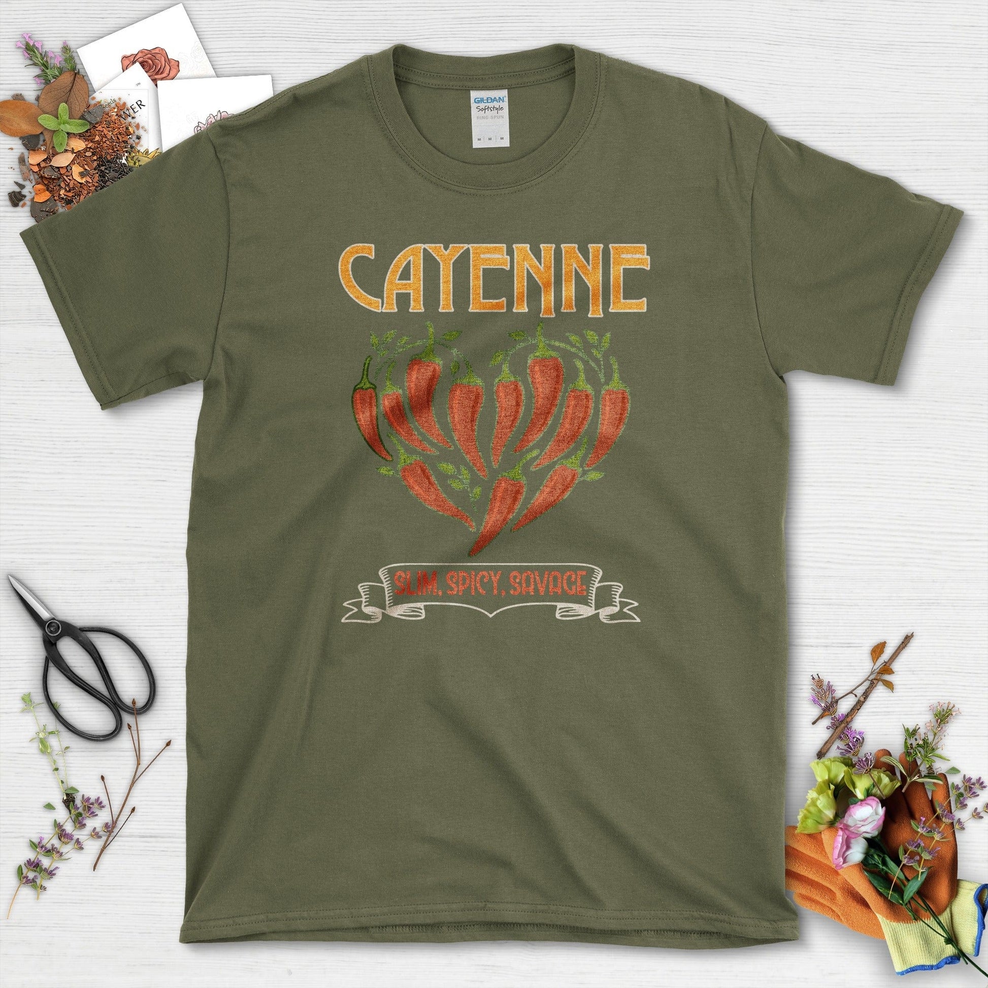 Cayenne Slim Spicy Savage T-Shirt Military Green / M Physical Item