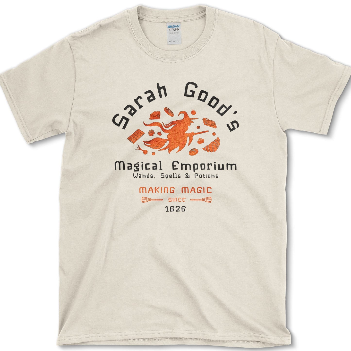 Magical Emporium artwork featuring witch emporium and Halloween magic on a T-shirt