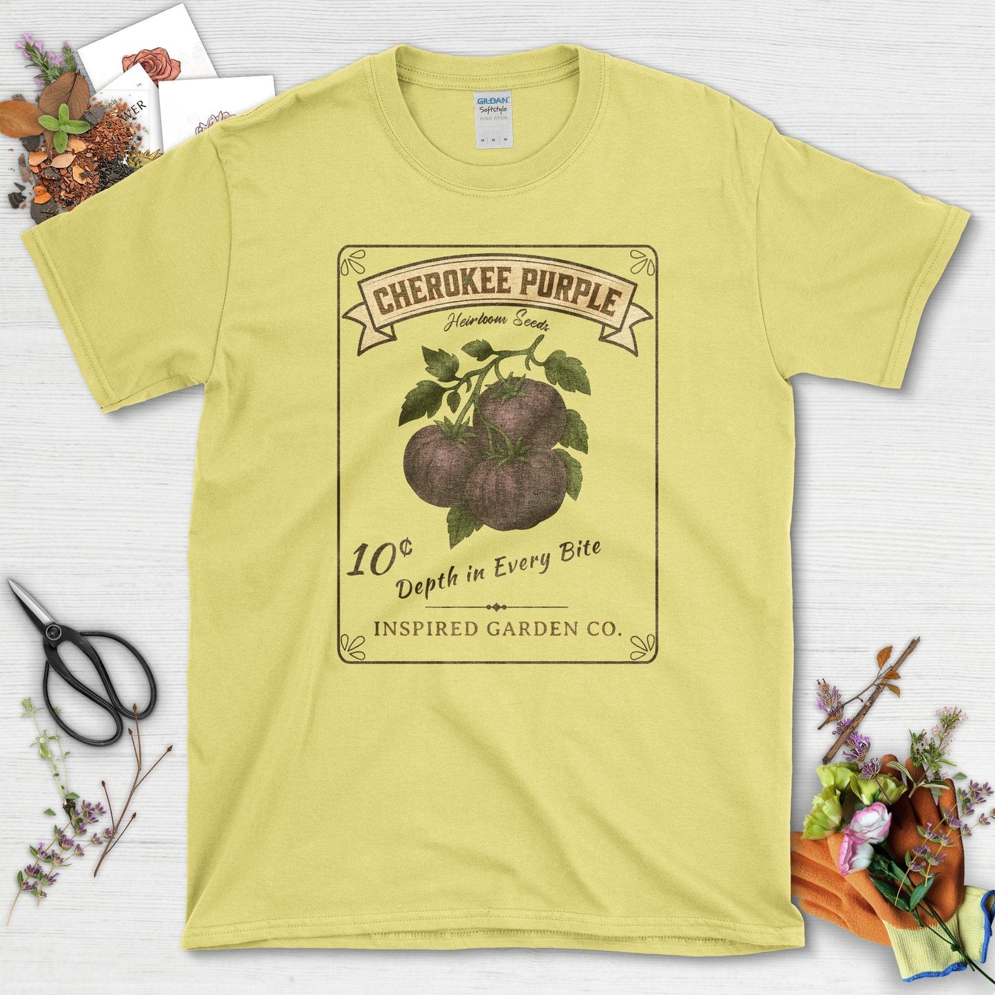 Cherokee Purple Heirloom Seeds T-Shirt Cornsilk / S Physical Item