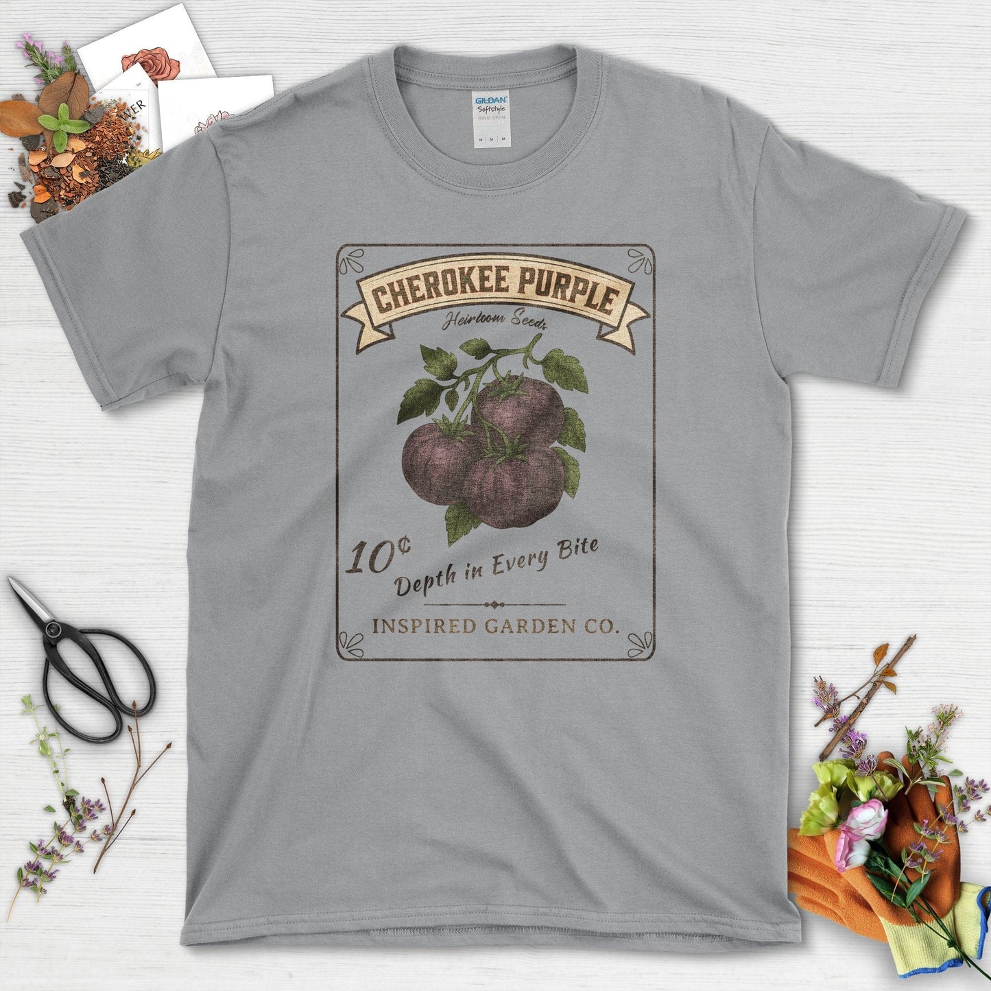 Cherokee Purple Heirloom Seeds T-Shirt Sport Grey / S Physical Item
