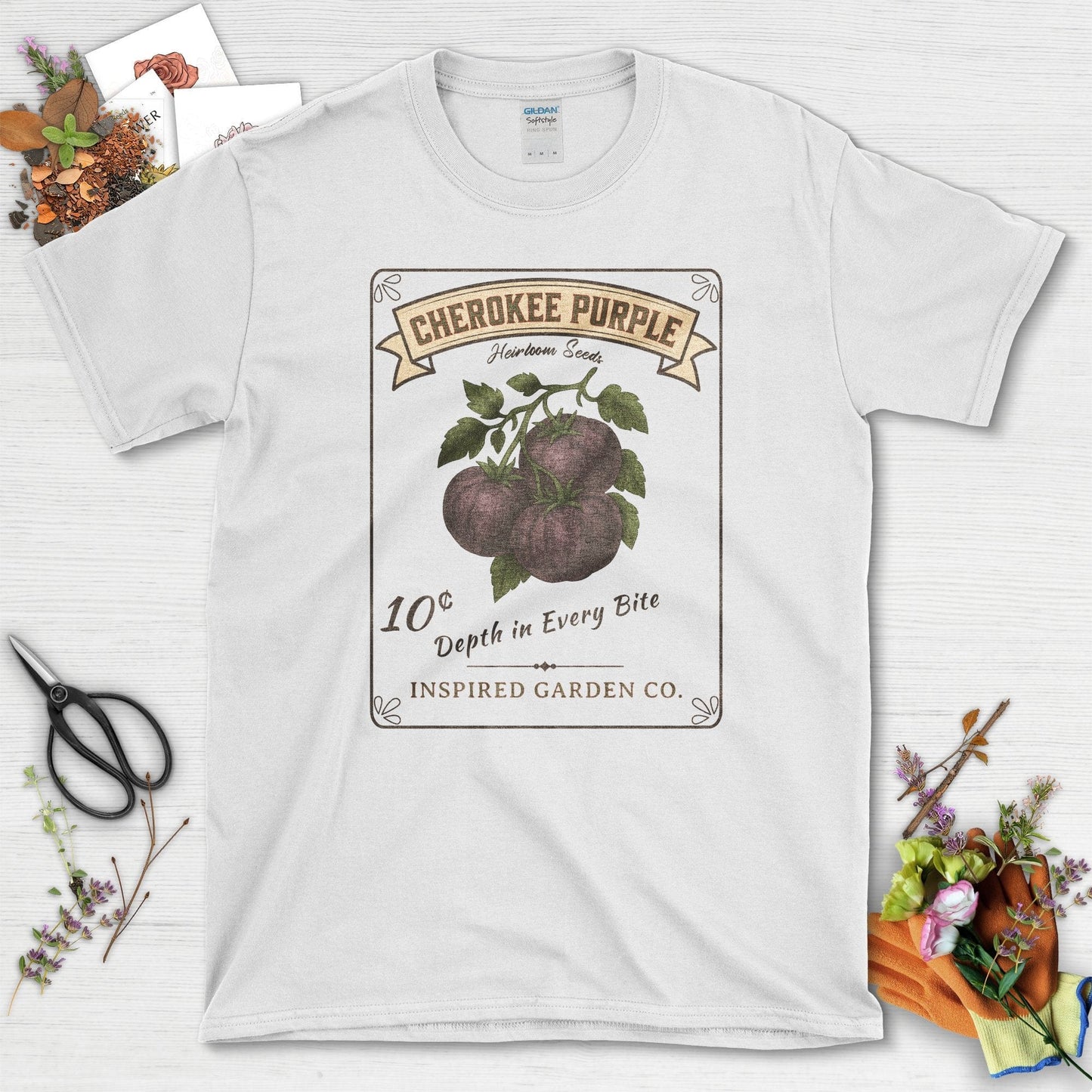 Cherokee Purple Heirloom Seeds T-Shirt White / S Physical Item