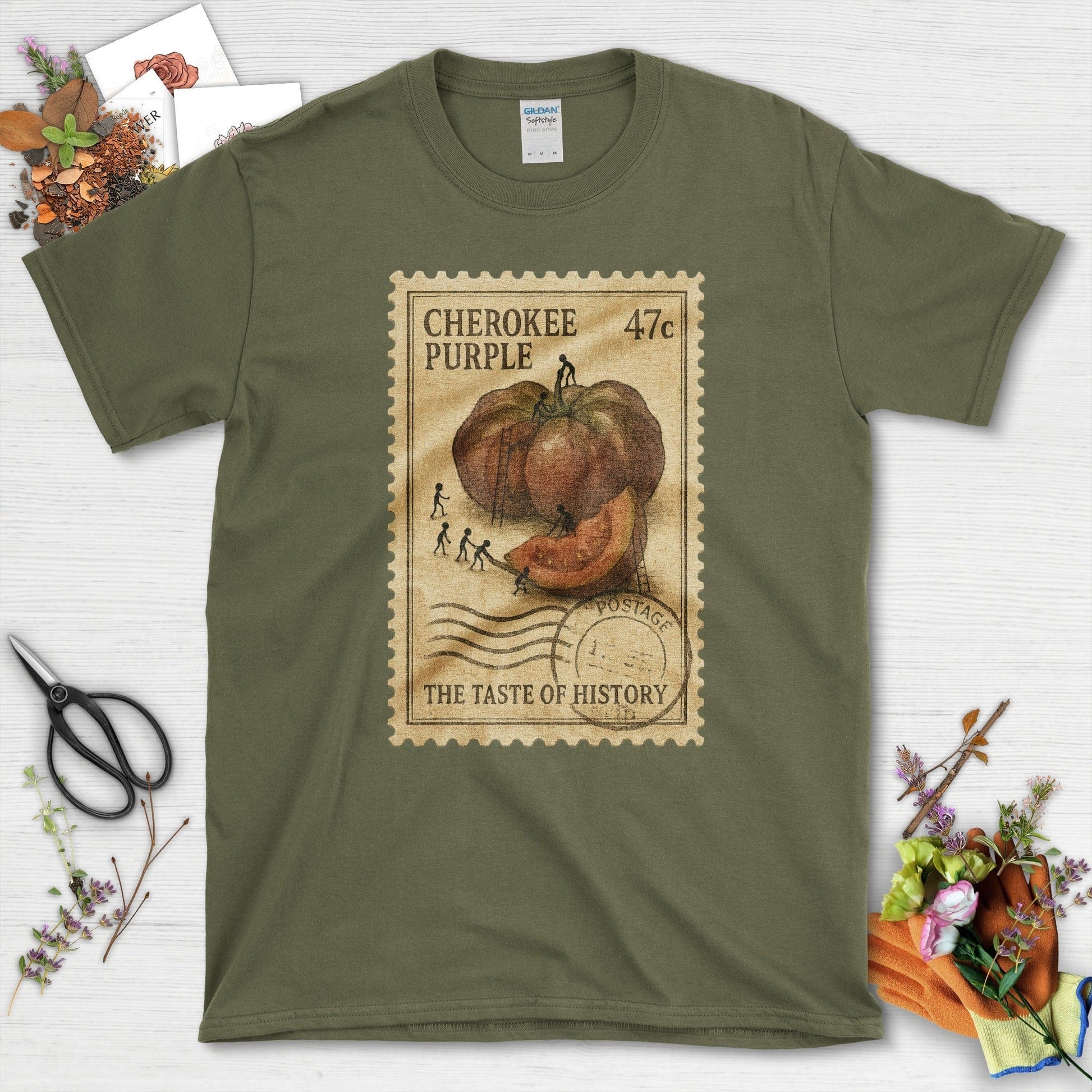 Cherokee Purple Taste History T-Shirt T-Shirts / S / Military Green Physical Item