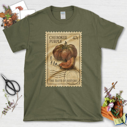 Cherokee Purple Taste History T-Shirt T-Shirts / S / Military Green Physical Item