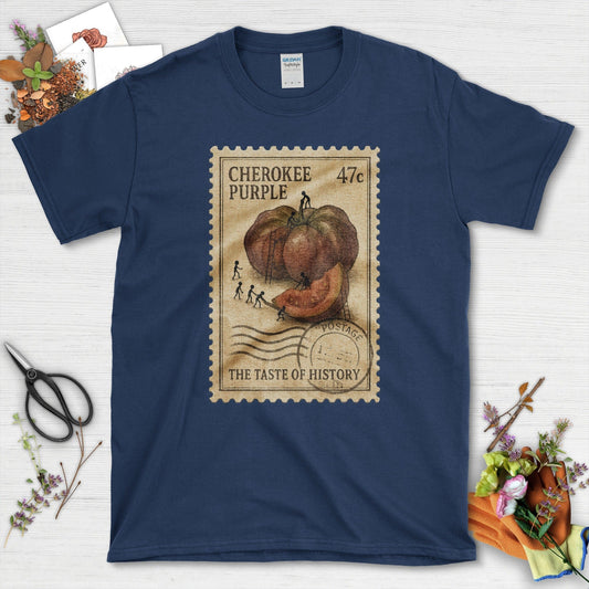 Cherokee Purple Taste History T-Shirt T-Shirts / S / Navy Physical Item