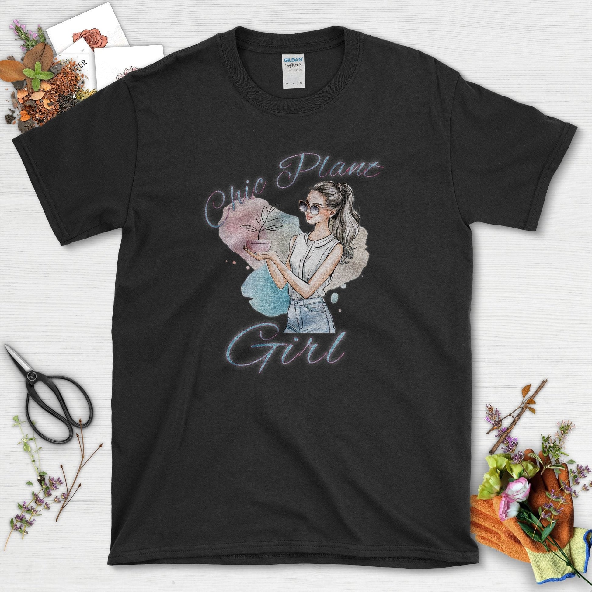 Chic Plant Girl T-Shirt Black / S T-Shirt