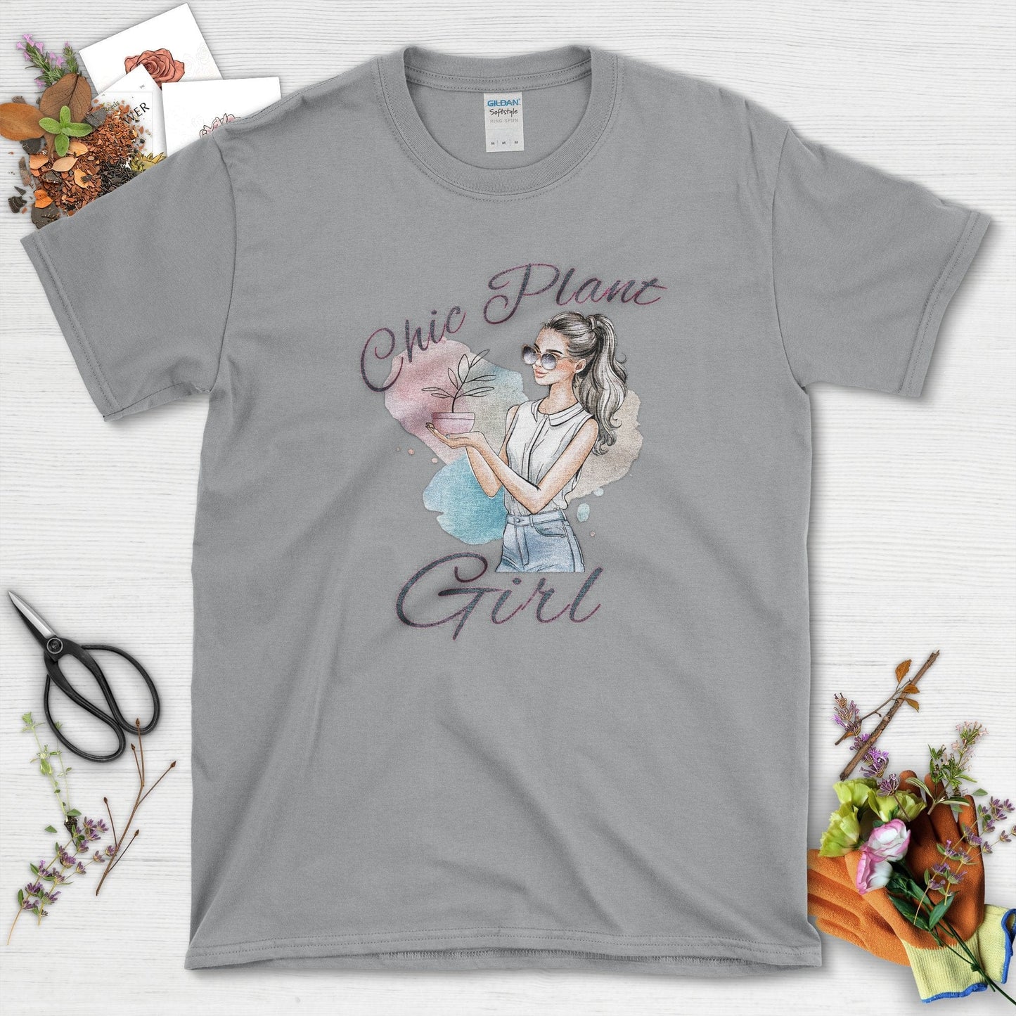 Chic Plant Girl T-Shirt Sport Grey / S T-Shirt