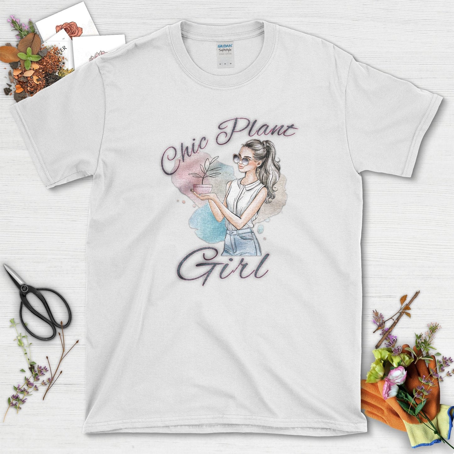 Chic Plant Girl T-Shirt White / S T-Shirt