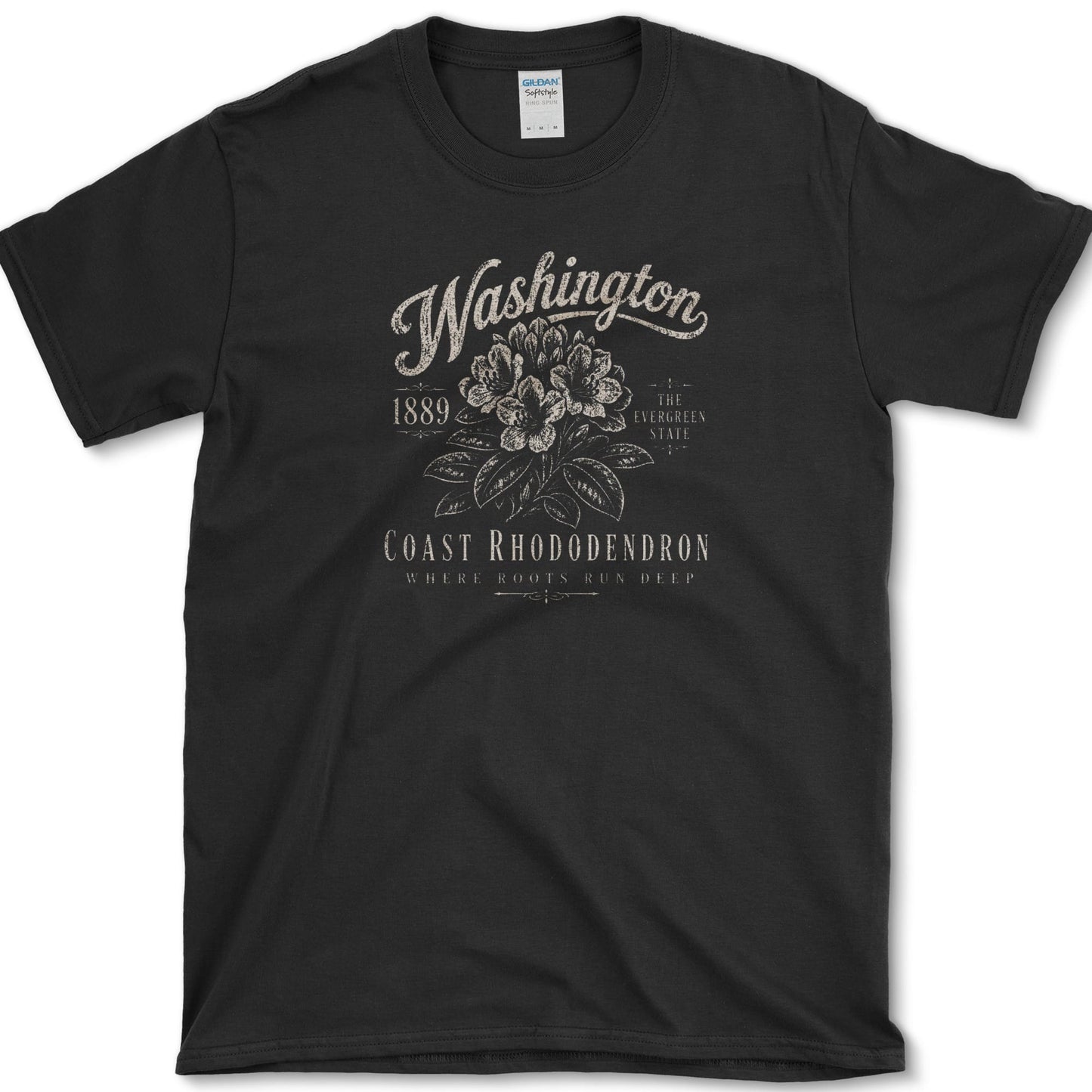 Coast Rhododendron artwork featuring coast rhododendron and rhododendron and Washington state flower on a t-shirt