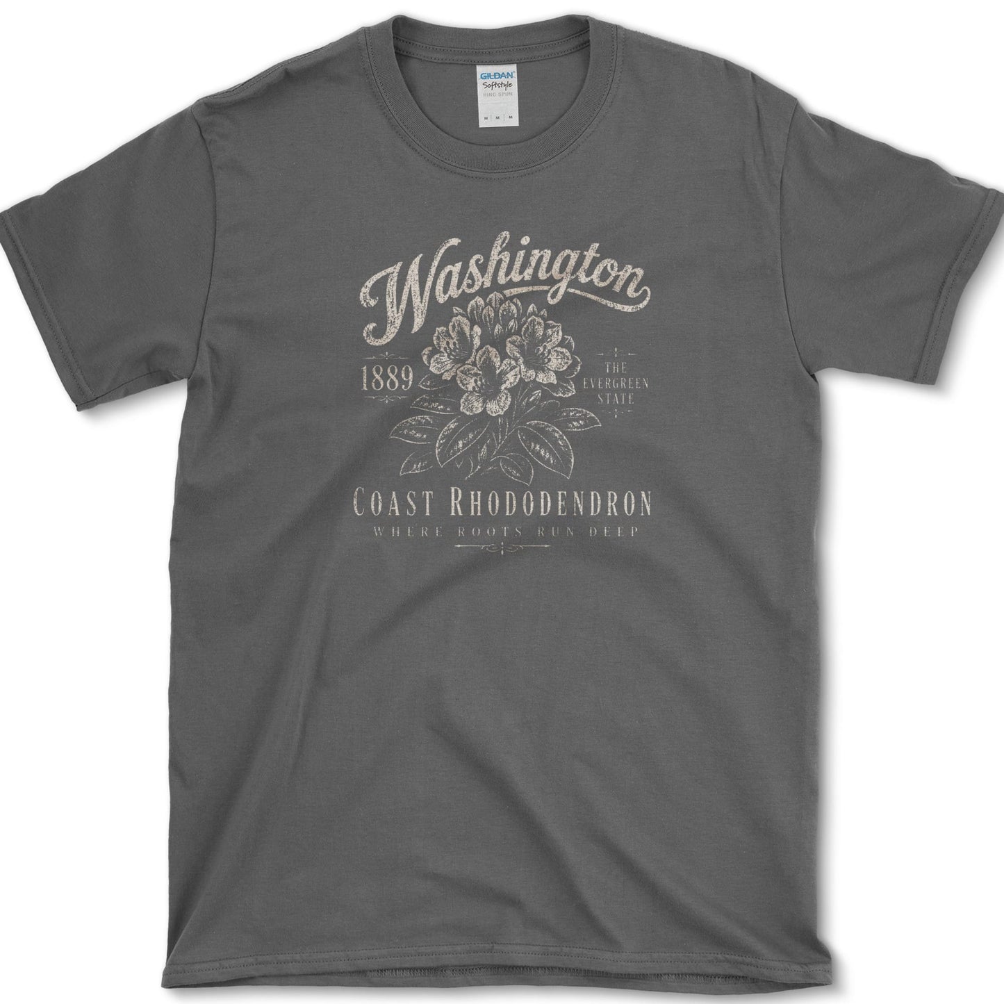 Coast Rhododendron artwork featuring coast rhododendron and rhododendron and Washington state flower on a t-shirt