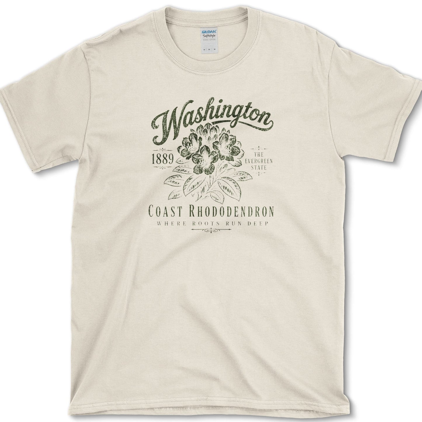 Coast Rhododendron artwork featuring coast rhododendron and rhododendron and Washington state flower on a t-shirt