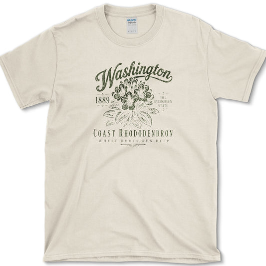 Coast Rhododendron artwork featuring coast rhododendron and rhododendron and Washington state flower on a t-shirt