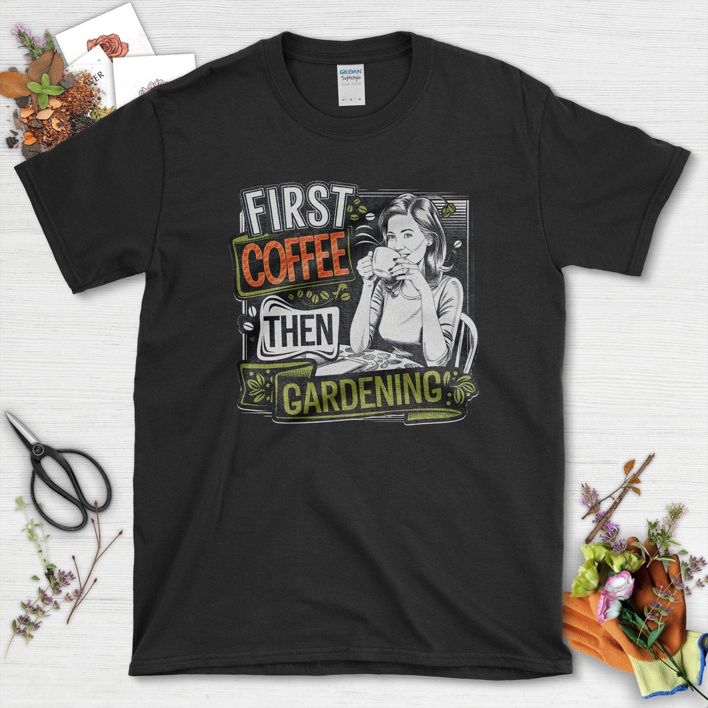 Coffee Then Gardening T-Shirt Black / S T-Shirt