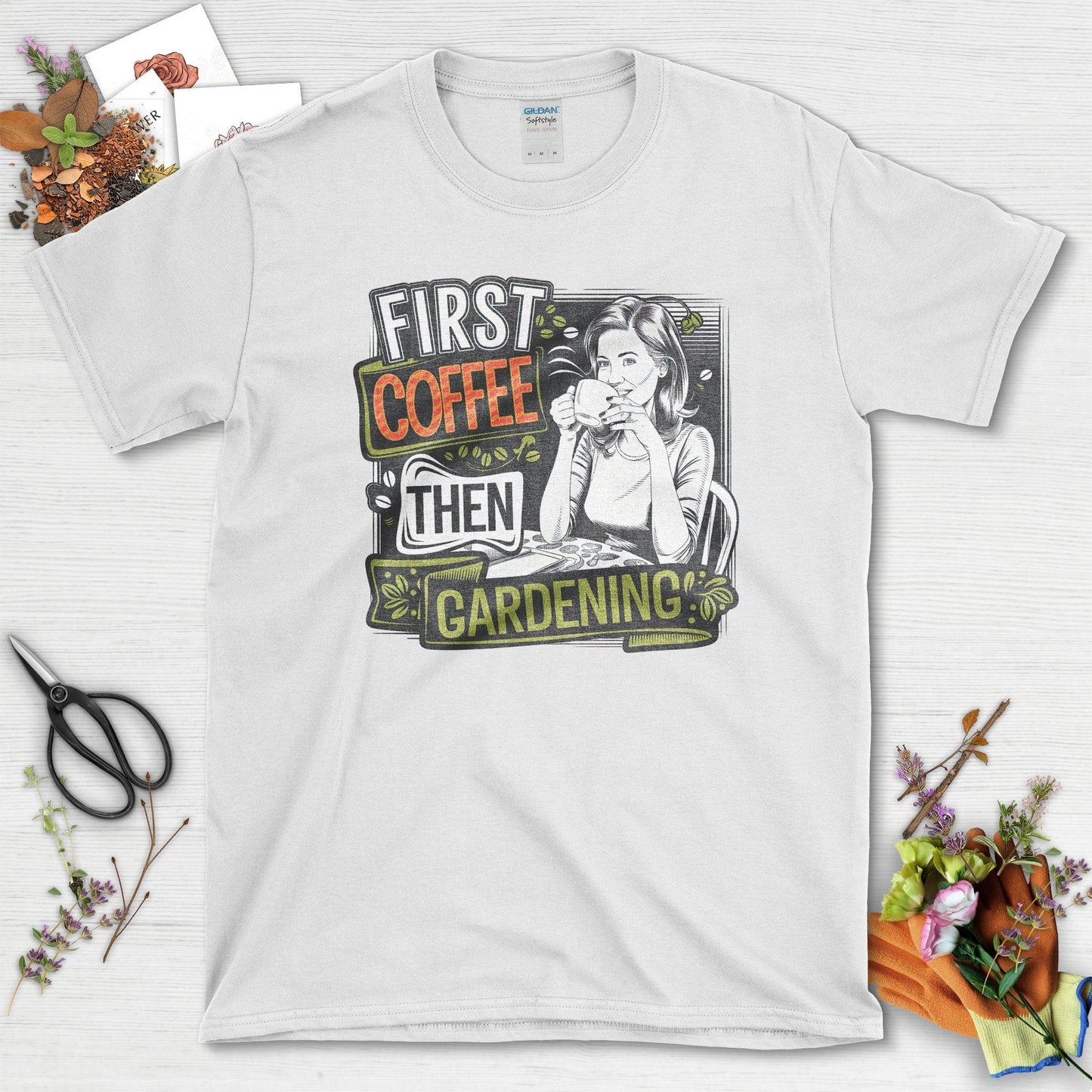 Coffee Then Gardening T-Shirt White / S T-Shirt