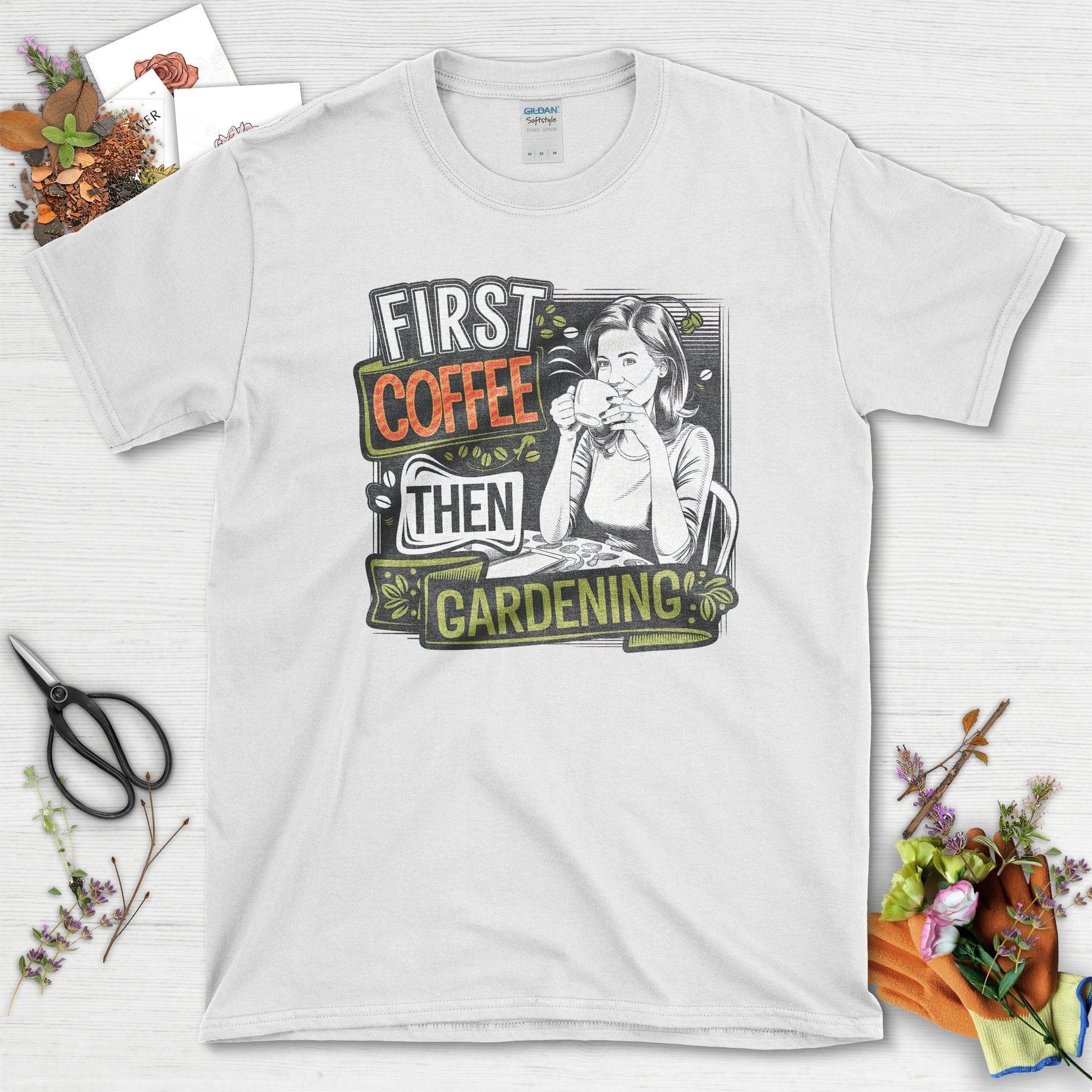 Coffee Then Gardening T-Shirt White / S T-Shirt