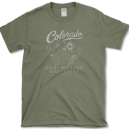 Colorado Columbine T-Shirt S / Military Green Essential Tees