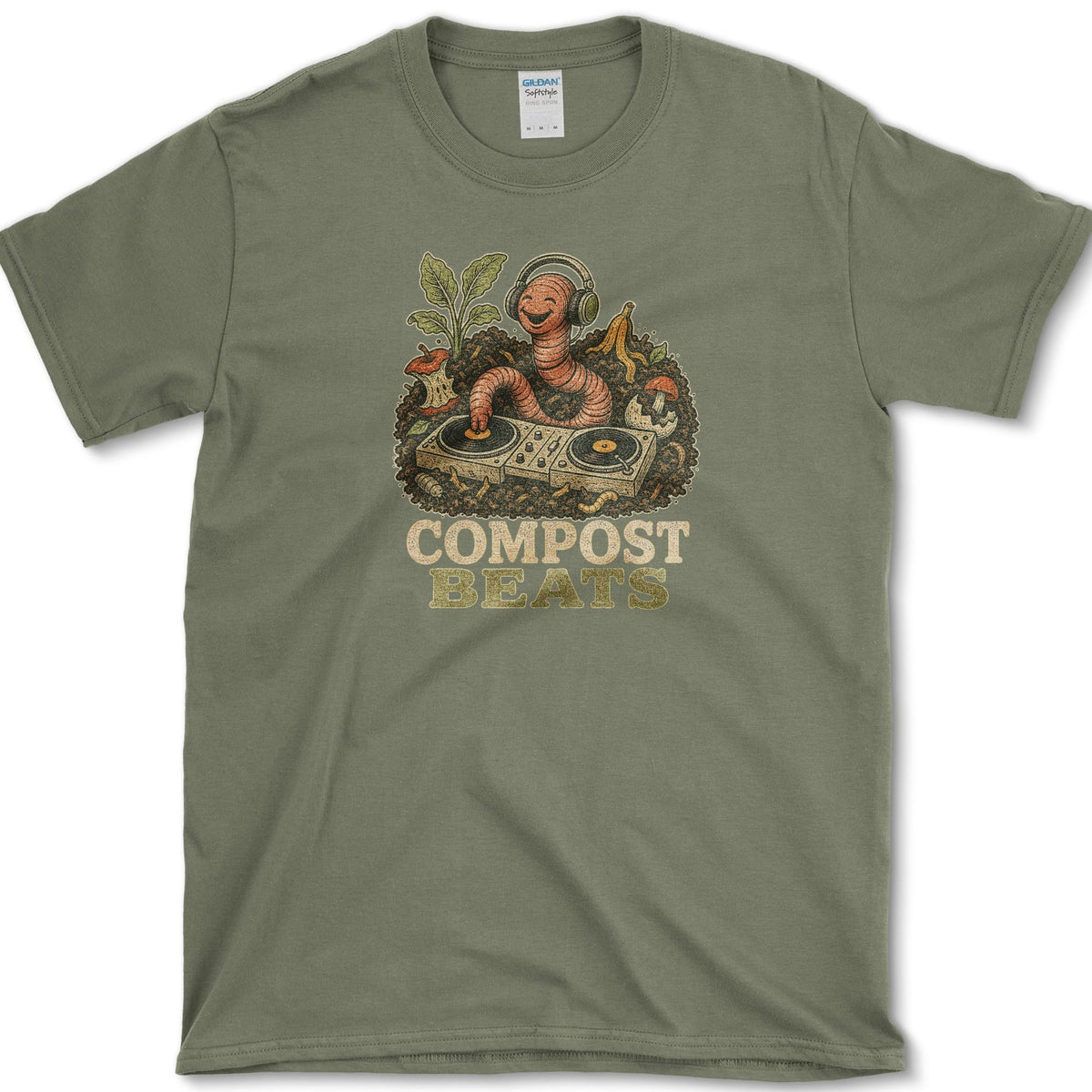 Compost Beats T-Shirt S / Military Green Essential Tees