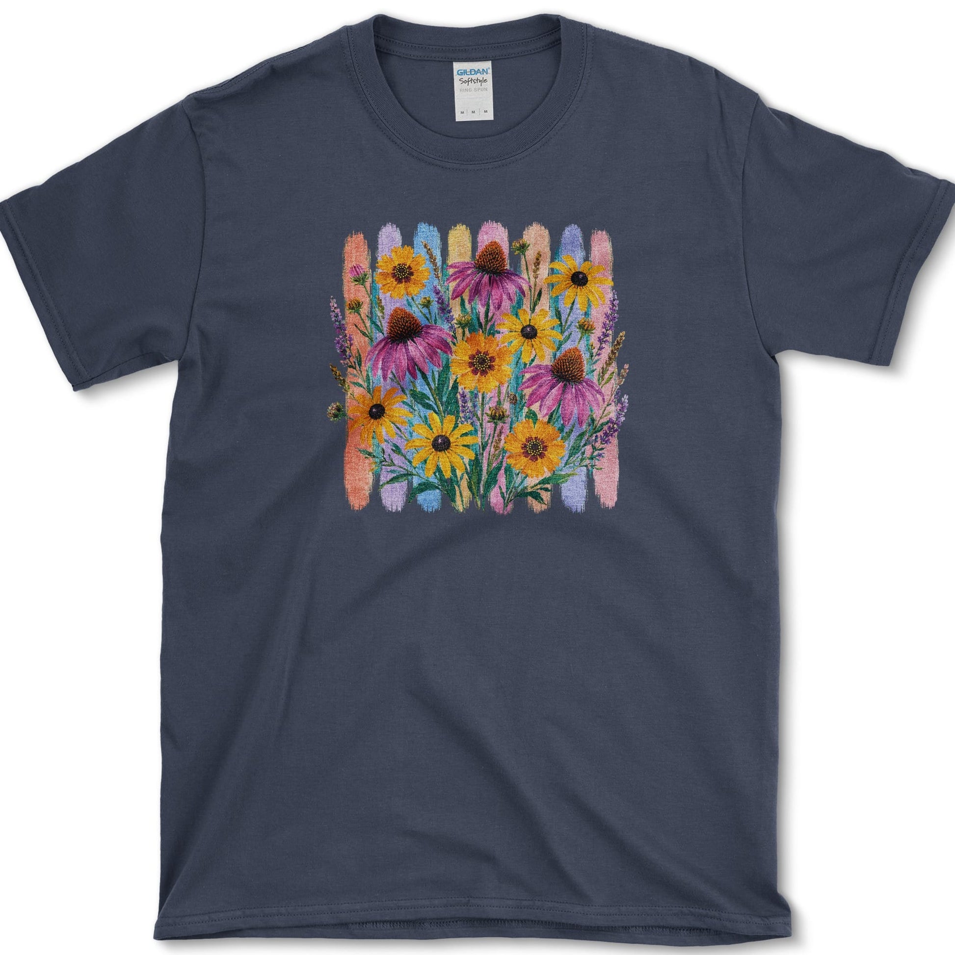 Coneflowers artwork featuring purple coneflower and coneflower and flower on a t-shirt