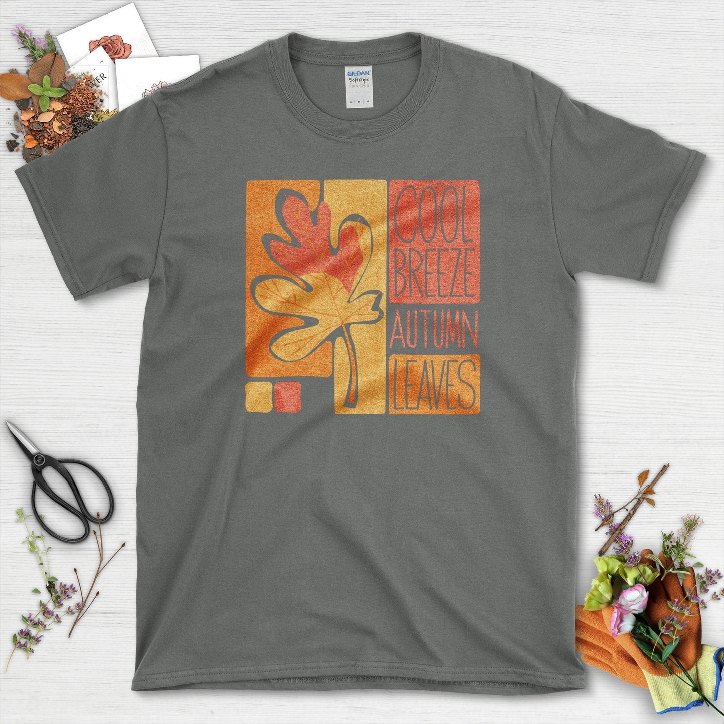 Cool Breeze Autumn Leaves T-Shirt T-Shirts / S / Charcoal Physical Item