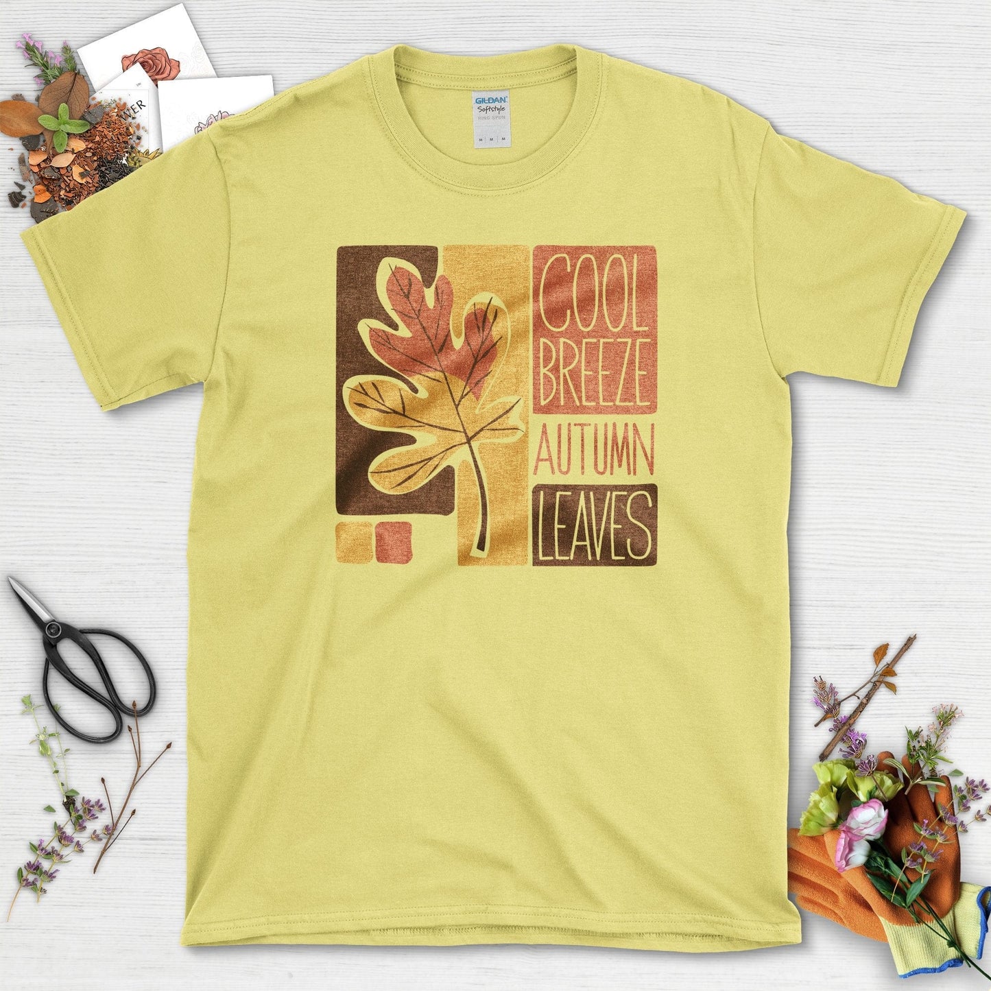 Cool Breeze Autumn Leaves T-Shirt T-Shirts / S / Cornsilk Physical Item