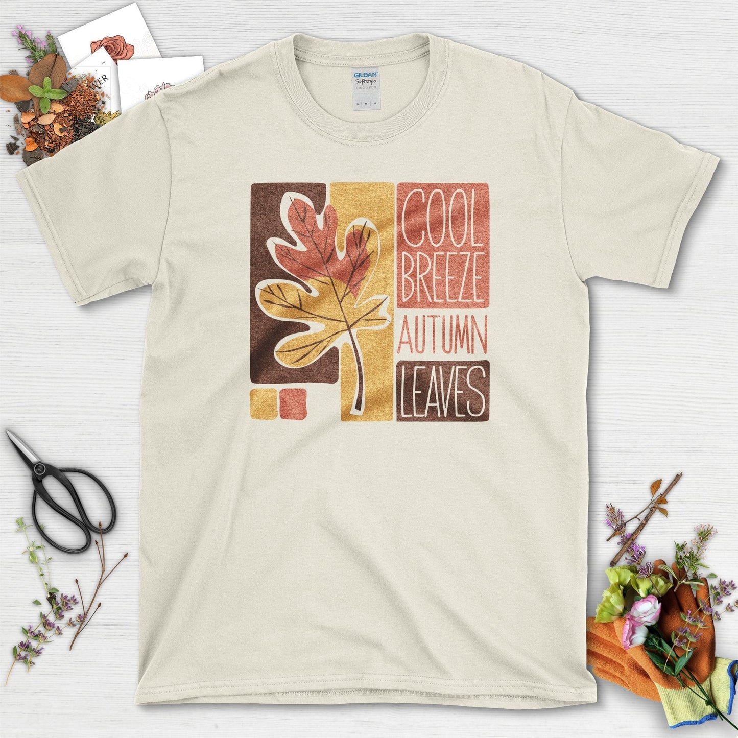 Cool Breeze Autumn Leaves T-Shirt T-Shirts / S / Natural Physical Item