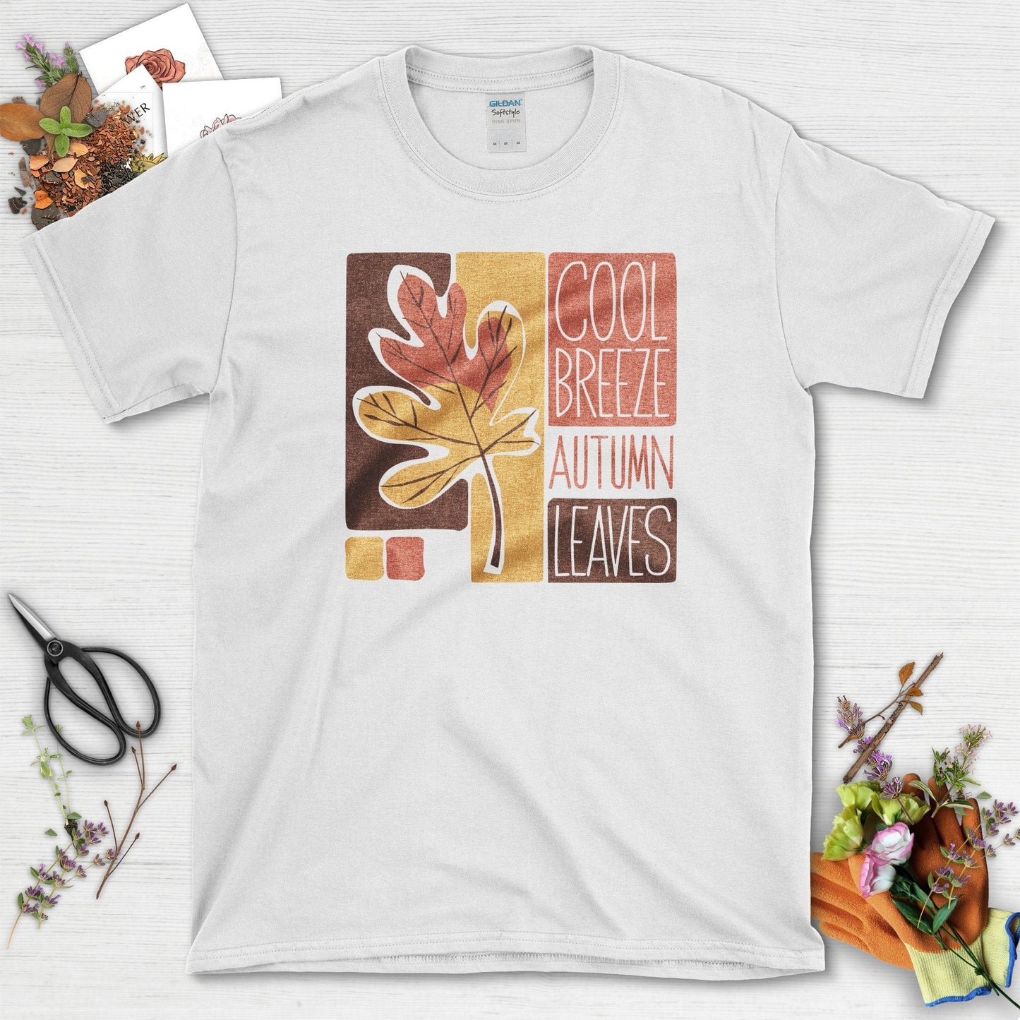 Cool Breeze Autumn Leaves T-Shirt T-Shirts / S / White Physical Item