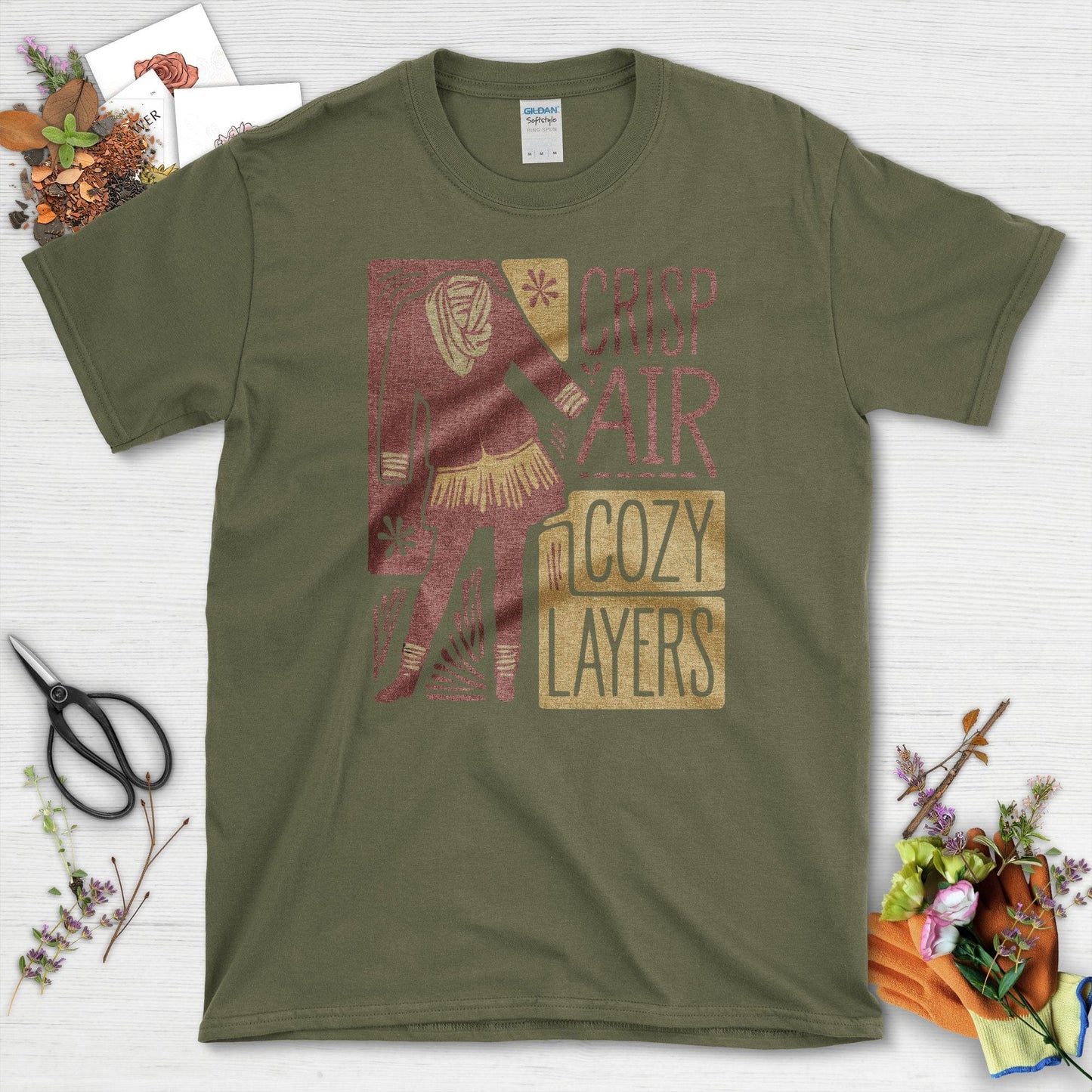 Crisp Air Cozy Layers T-Shirt T-Shirts / S / Military Green Physical Item