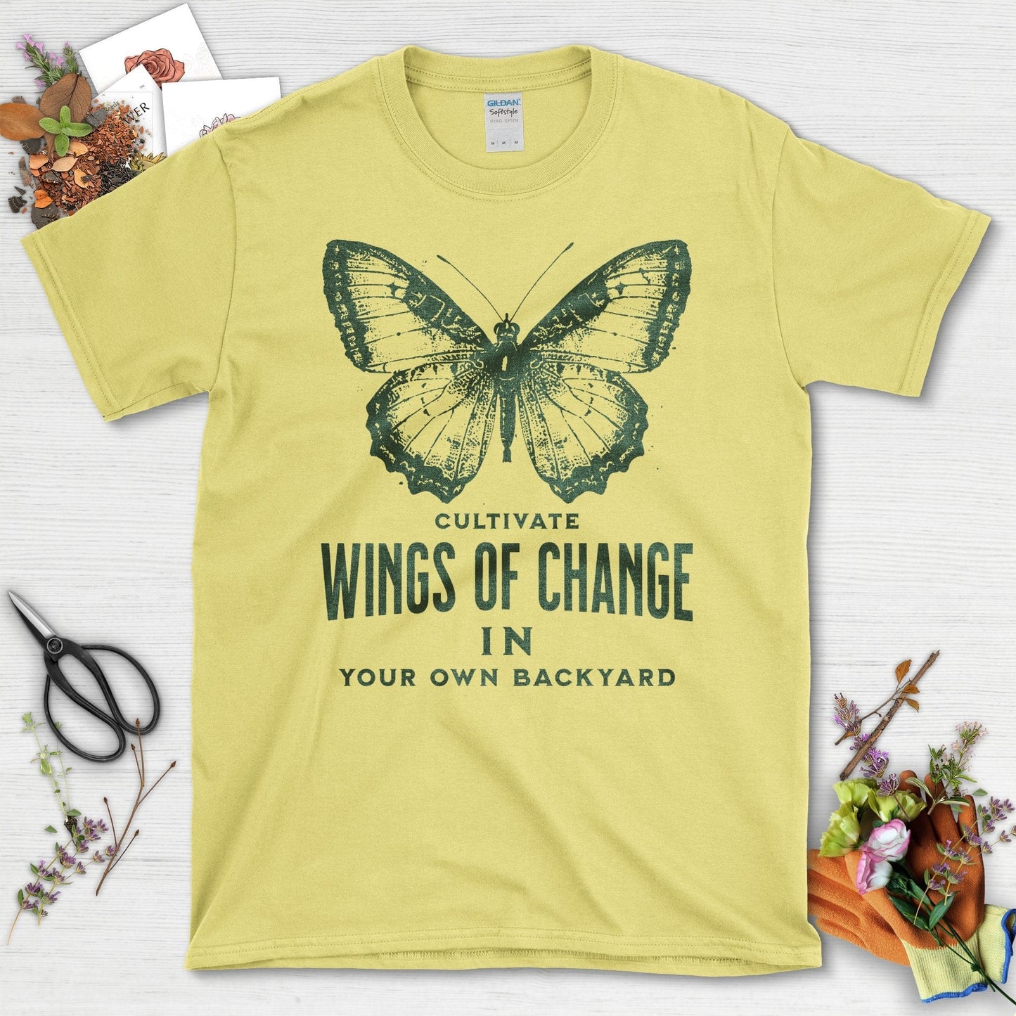 Cultivate Wings of Change in Your Own Backyard T-Shirt Cornsilk / S T-Shirt