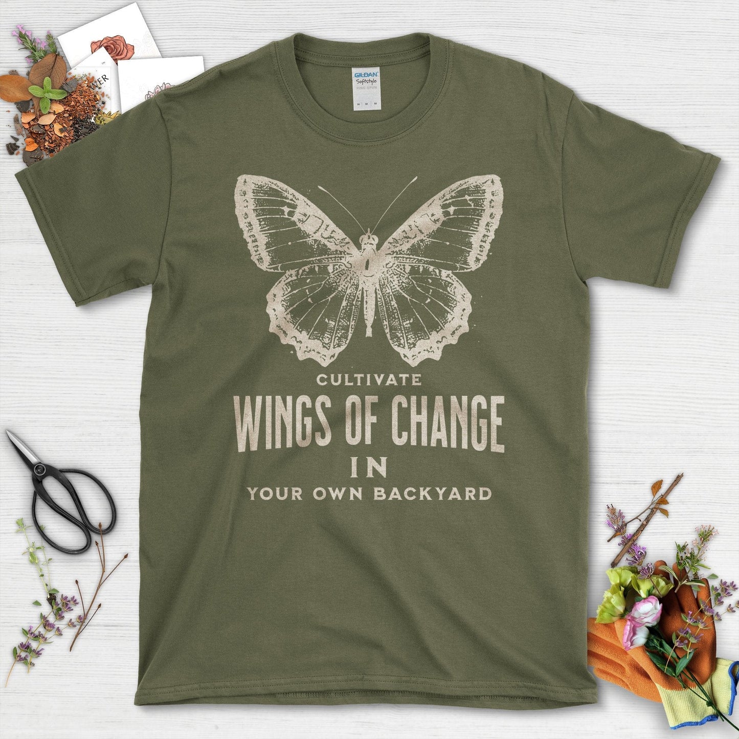 Cultivate Wings of Change in Your Own Backyard T-Shirt Military Green / S T-Shirt