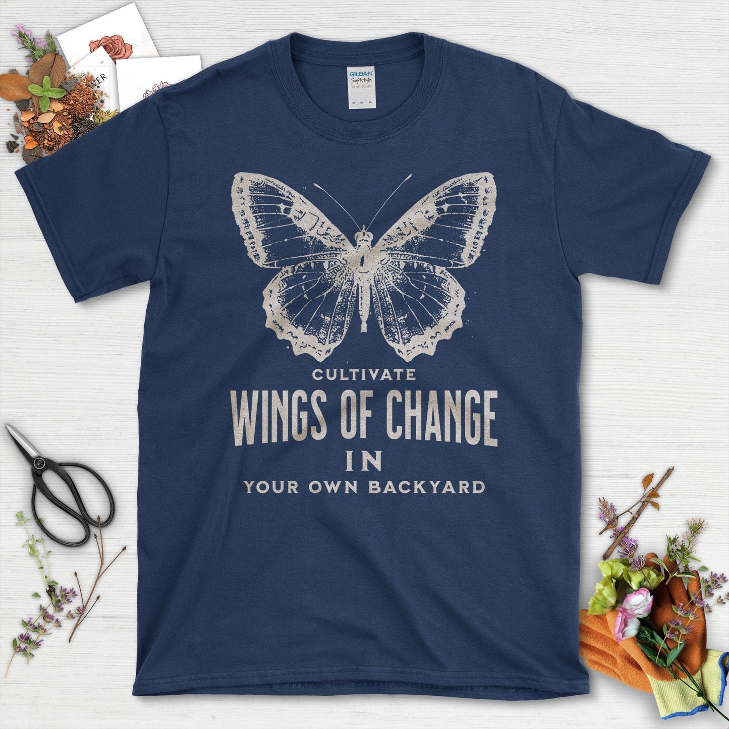 Cultivate Wings of Change in Your Own Backyard T-Shirt Navy / S T-Shirt