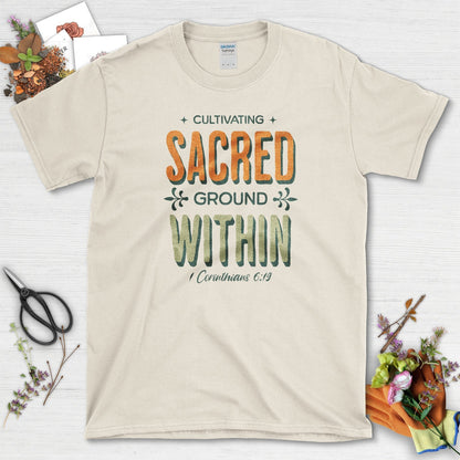 Cultivating Sacred Ground T-Shirt Essential Tees / S / Natural Physical Item