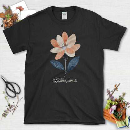 Dahlia Flower Blossom T-Shirt Black / S T-Shirt