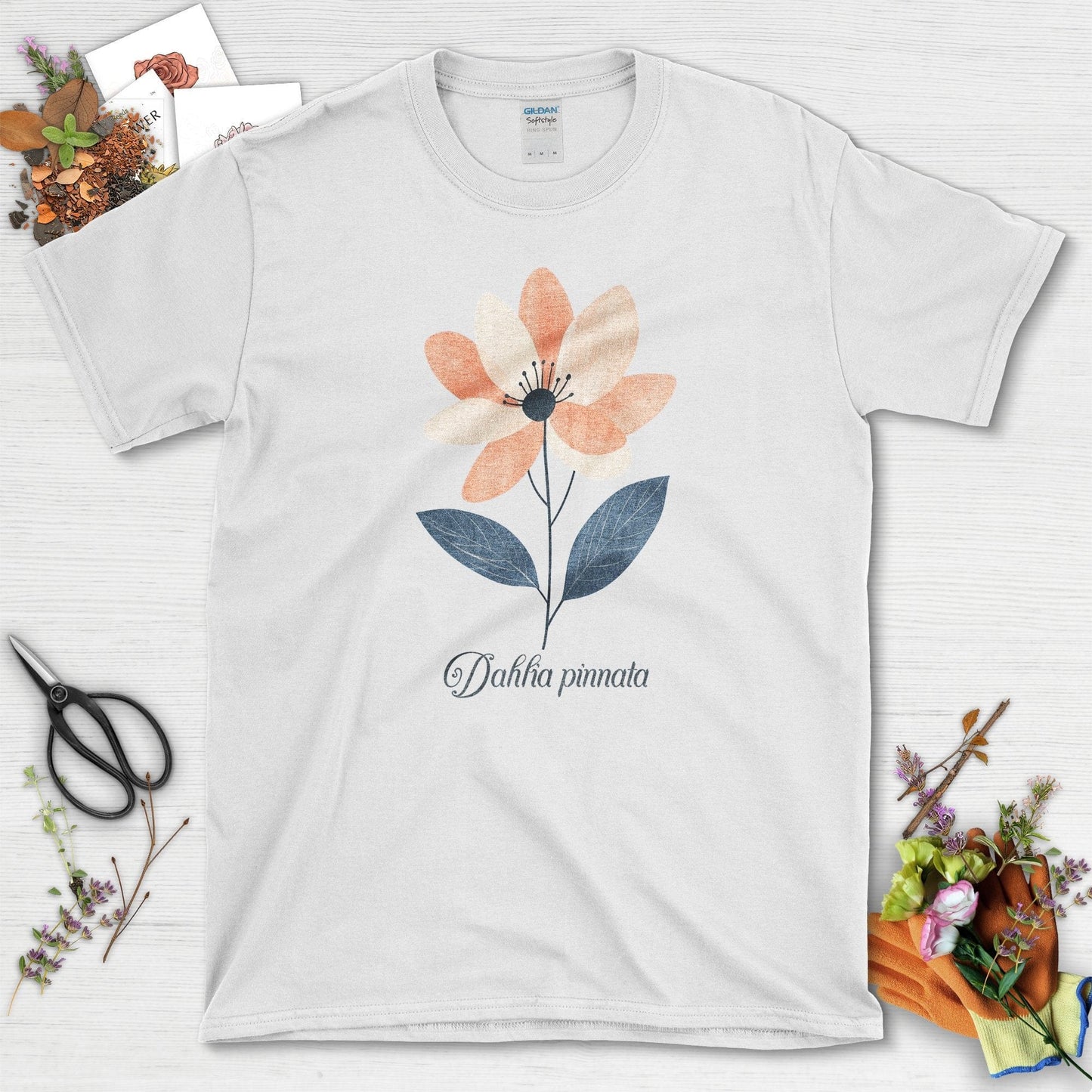 Dahlia Flower Blossom T-Shirt White / S T-Shirt